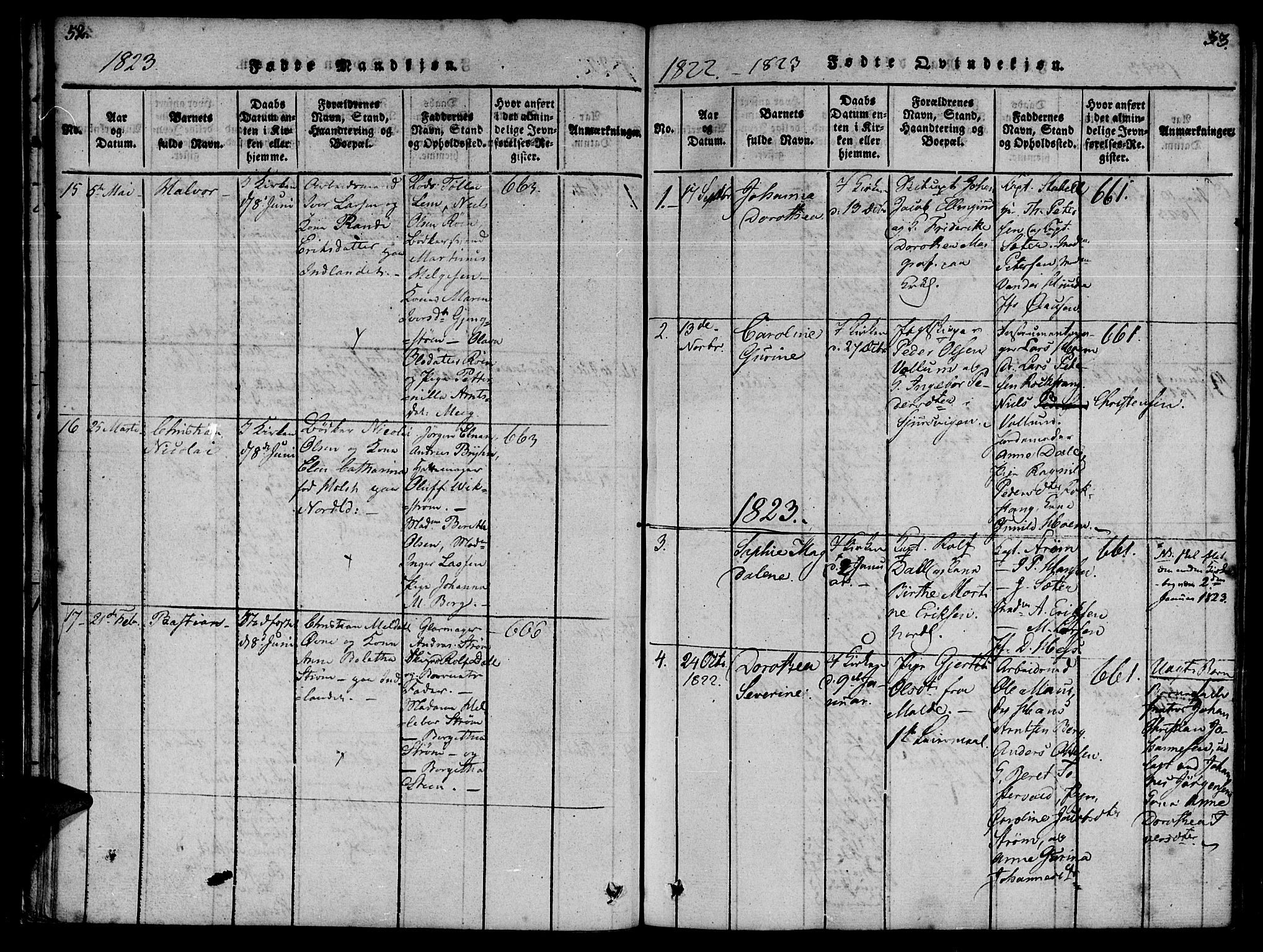 Ministerialprotokoller, klokkerbøker og fødselsregistre - Møre og Romsdal, AV/SAT-A-1454/572/L0842: Parish register (official) no. 572A05, 1819-1832, p. 52-53