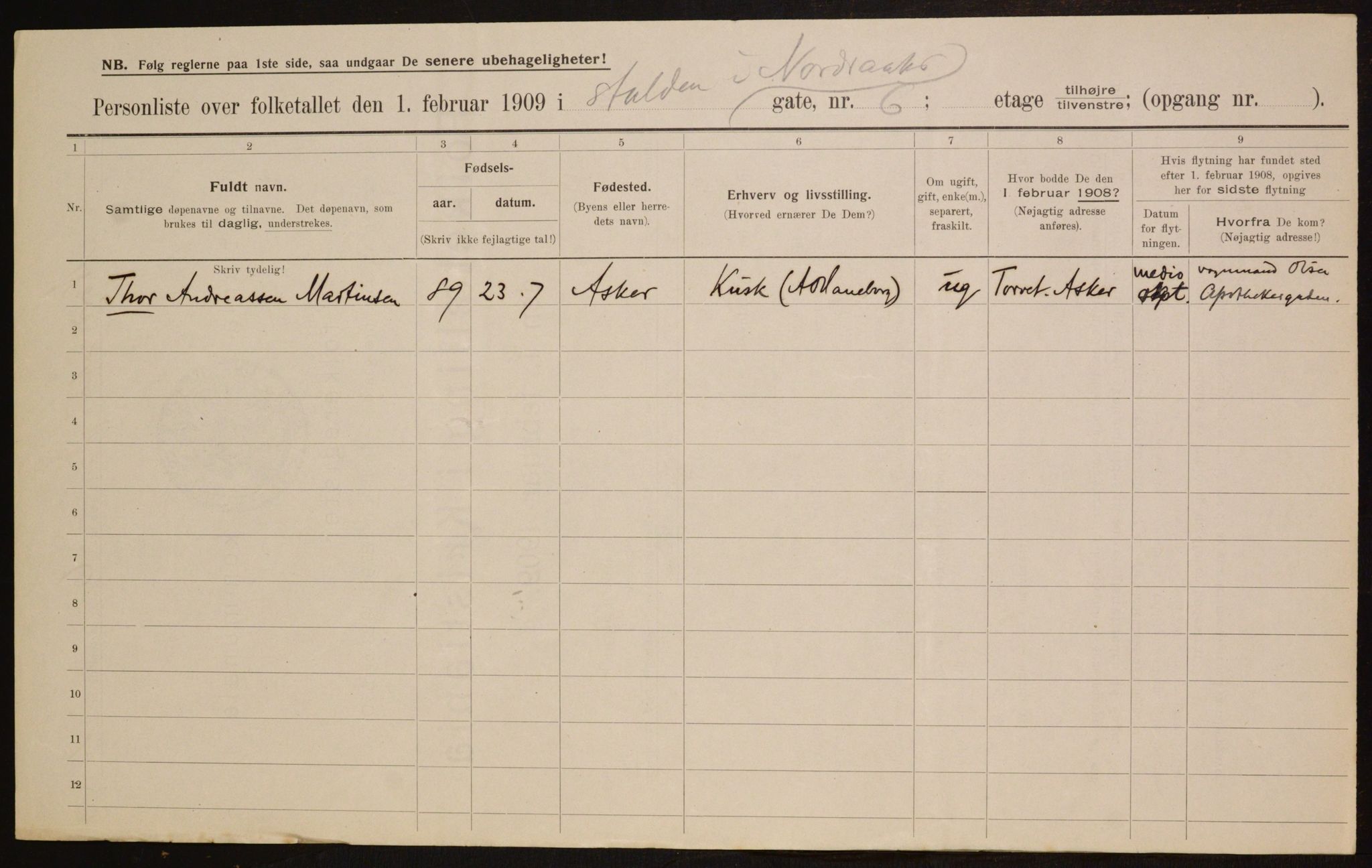 OBA, Municipal Census 1909 for Kristiania, 1909, p. 66904