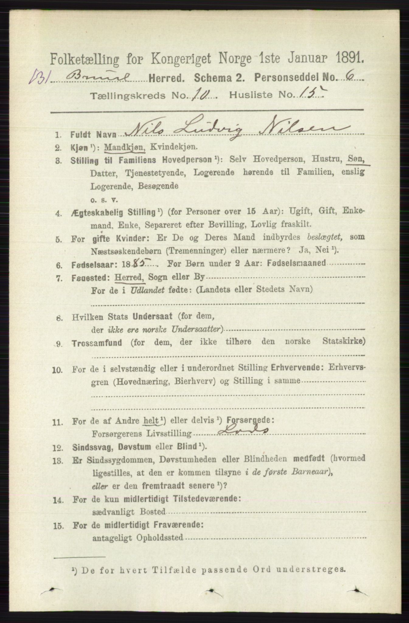 RA, 1891 census for 0726 Brunlanes, 1891, p. 4872