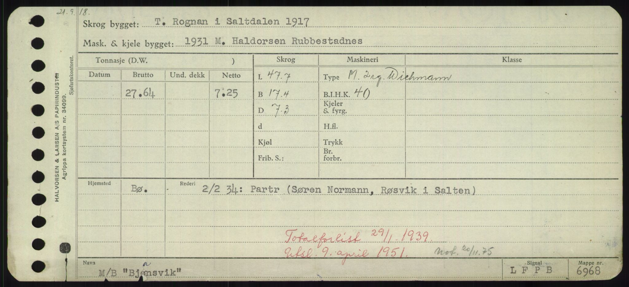 Sjøfartsdirektoratet med forløpere, Skipsmålingen, RA/S-1627/H/Hd/L0004: Fartøy, Bia-Boy, p. 153