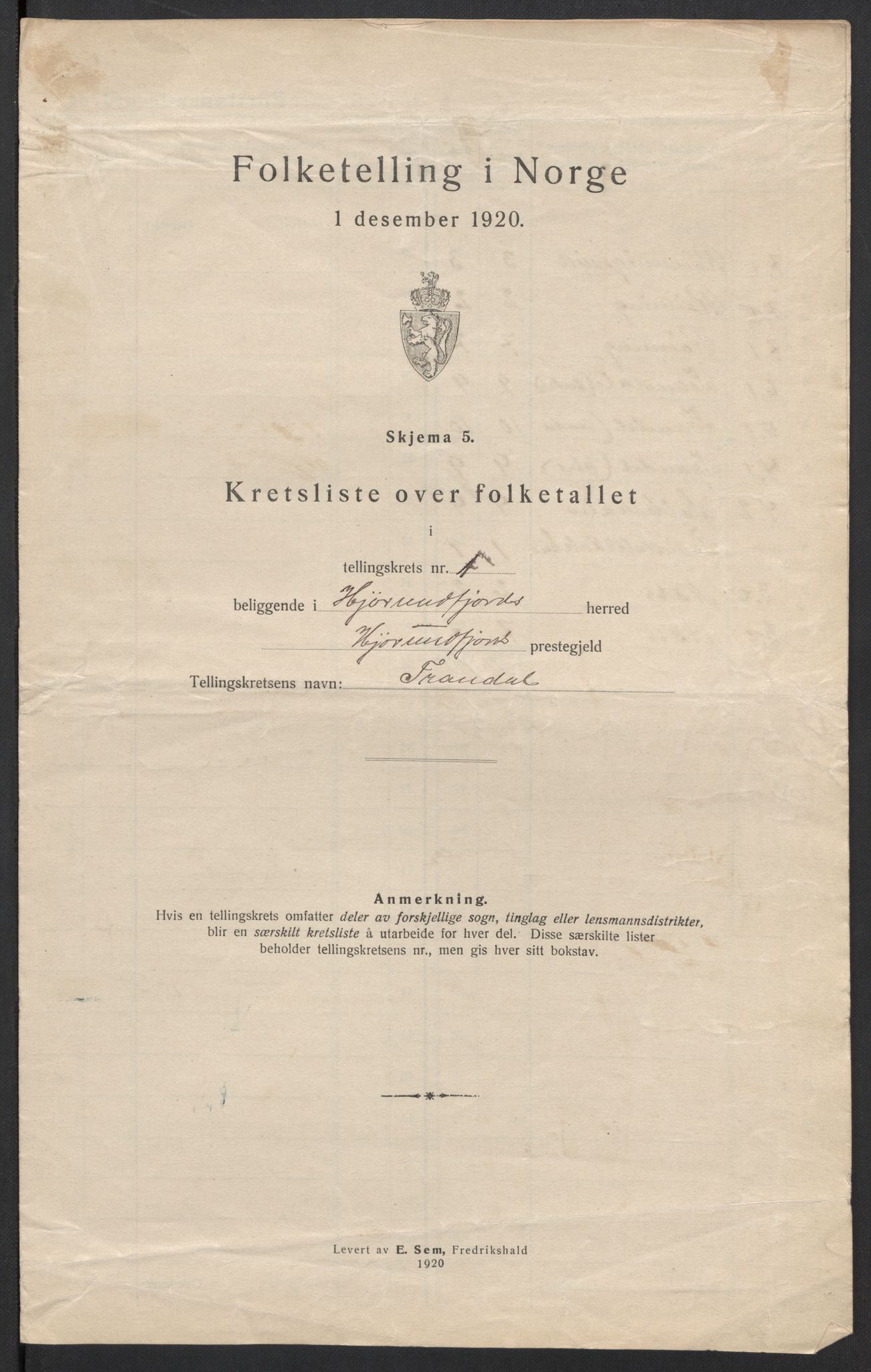 SAT, 1920 census for Hjørundfjord, 1920, p. 7