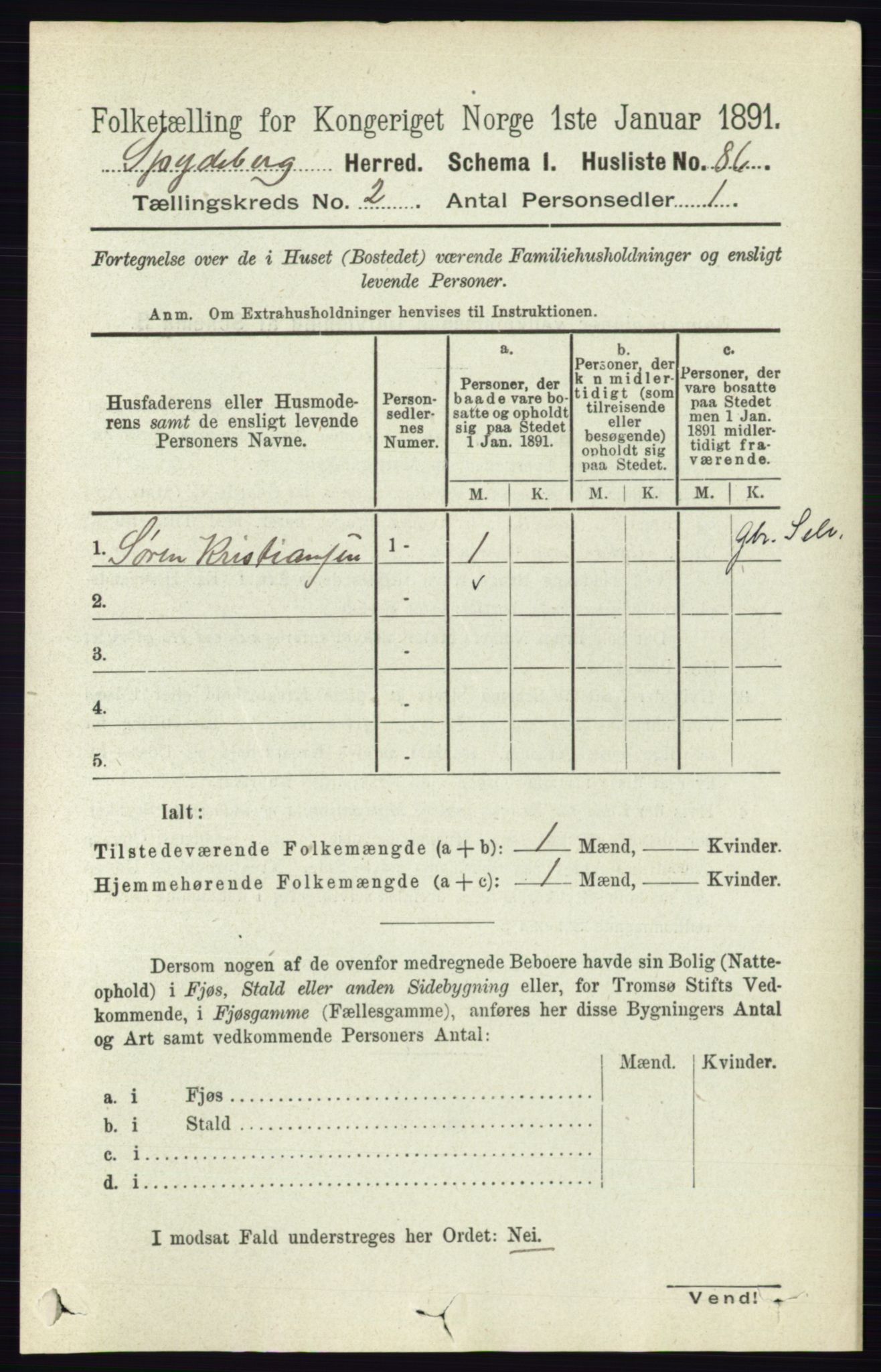 RA, 1891 census for 0123 Spydeberg, 1891, p. 691