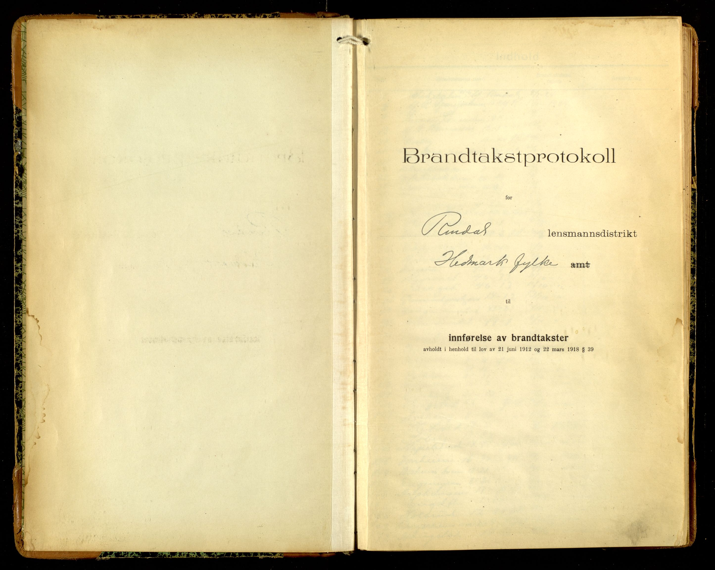 Norges Brannkasse, Rendalen, SAH/NBRANR-024/F/L0018: Branntakstprotokoll, 1924-1929