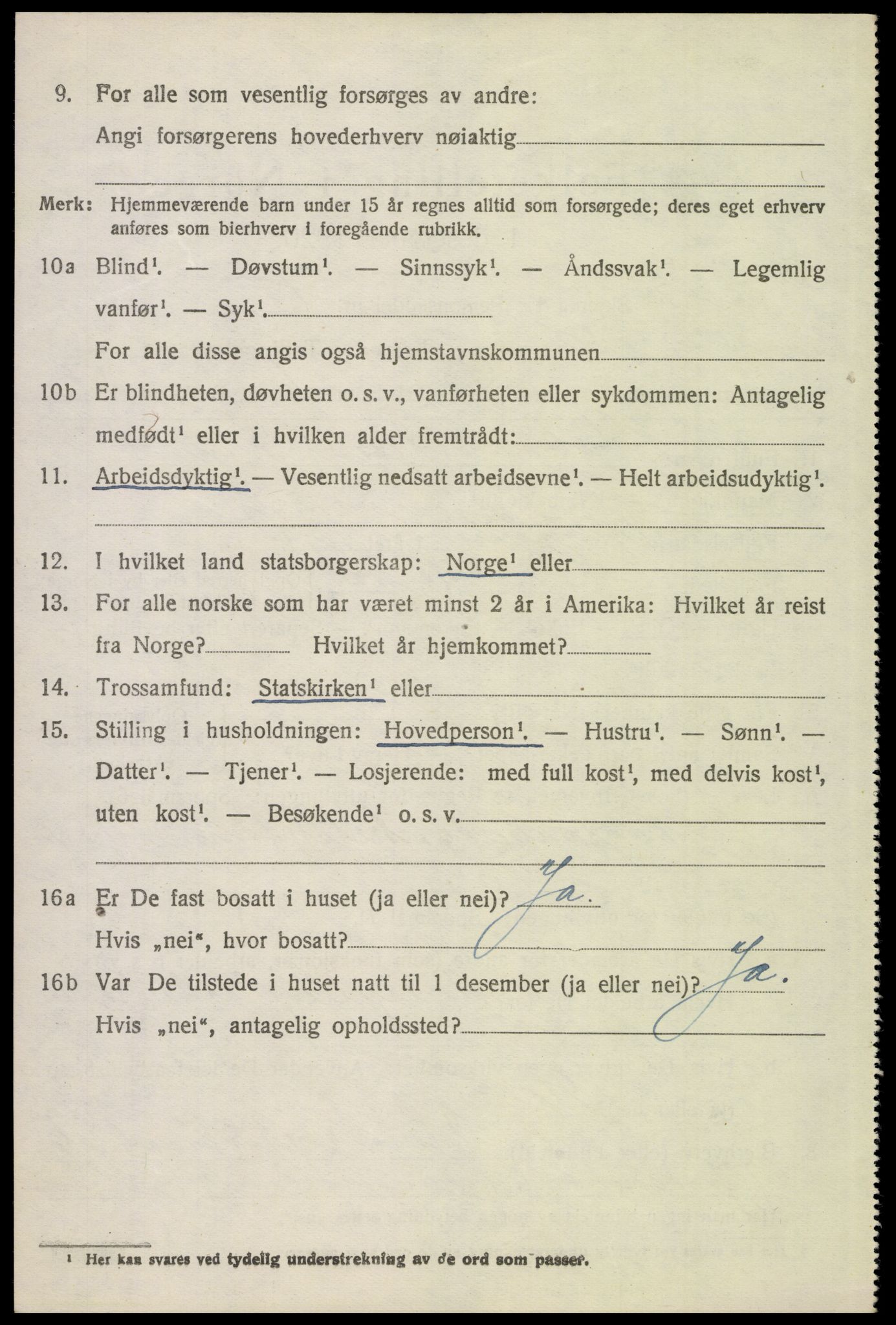 SAH, 1920 census for Tynset, 1920, p. 1619