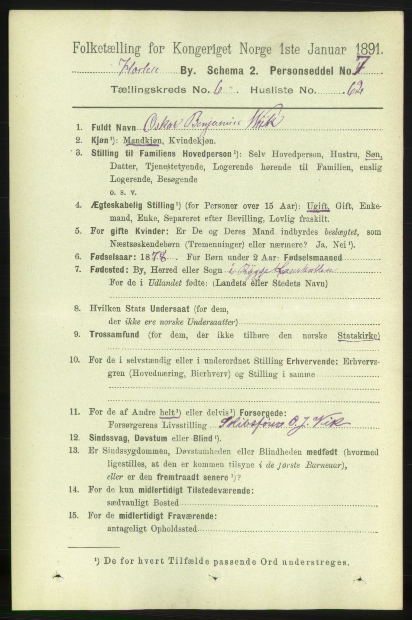 RA, 1891 census for 0703 Horten, 1891, p. 4303