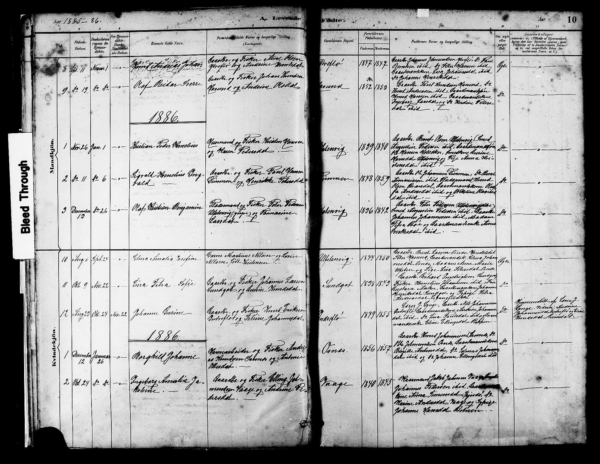 Ministerialprotokoller, klokkerbøker og fødselsregistre - Møre og Romsdal, SAT/A-1454/509/L0112: Parish register (copy) no. 509C02, 1883-1922, p. 10