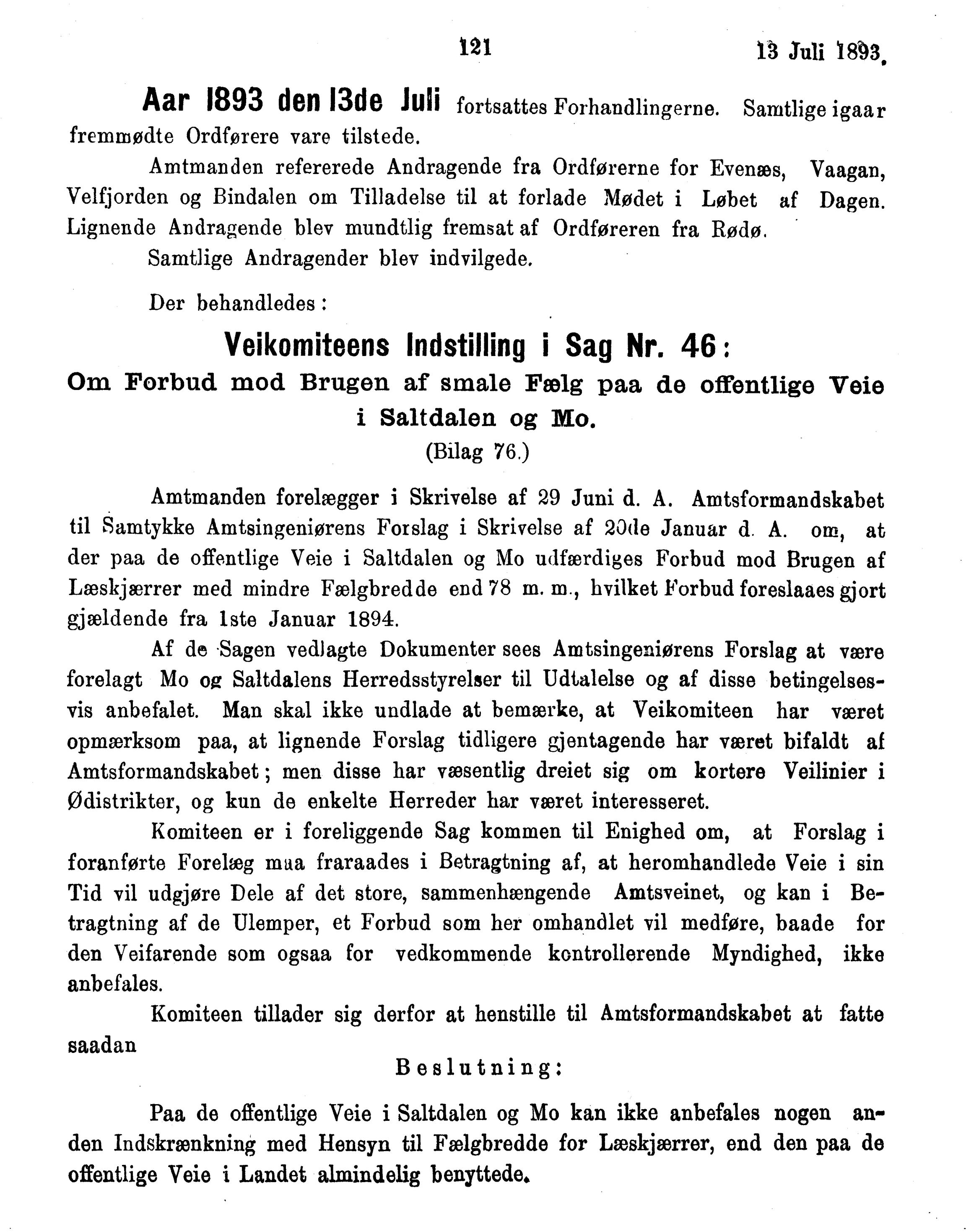 Nordland Fylkeskommune. Fylkestinget, AIN/NFK-17/176/A/Ac/L0016: Fylkestingsforhandlinger 1891-1893, 1891-1893, p. 121