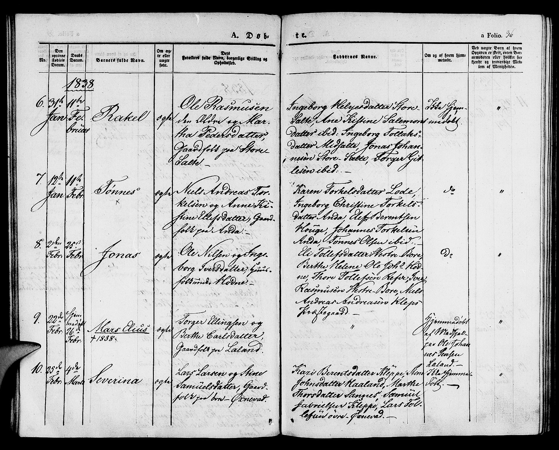 Klepp sokneprestkontor, SAST/A-101803/001/3/30BA/L0003: Parish register (official) no. A 3, 1833-1842, p. 36