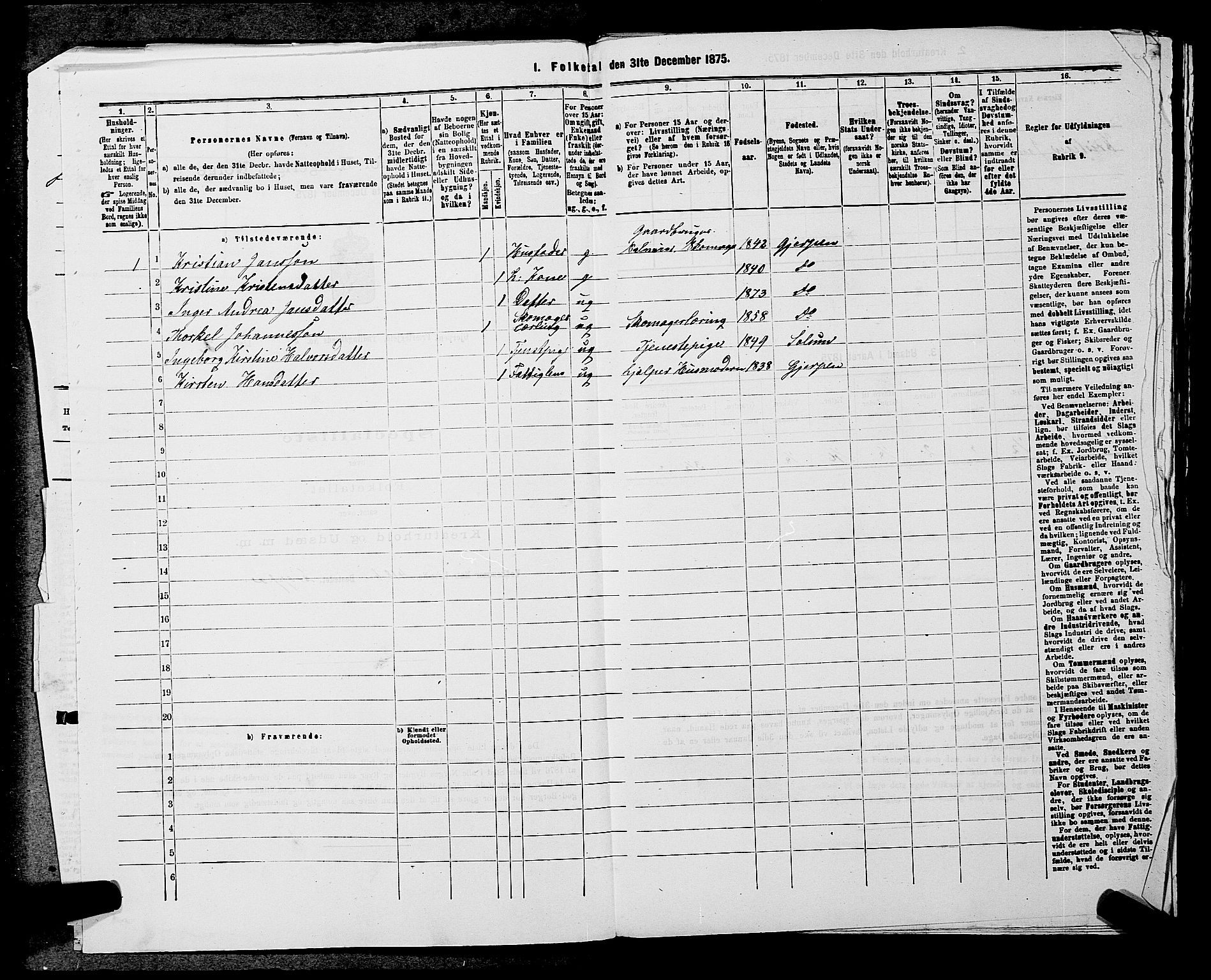 SAKO, 1875 census for 0812P Gjerpen, 1875, p. 726