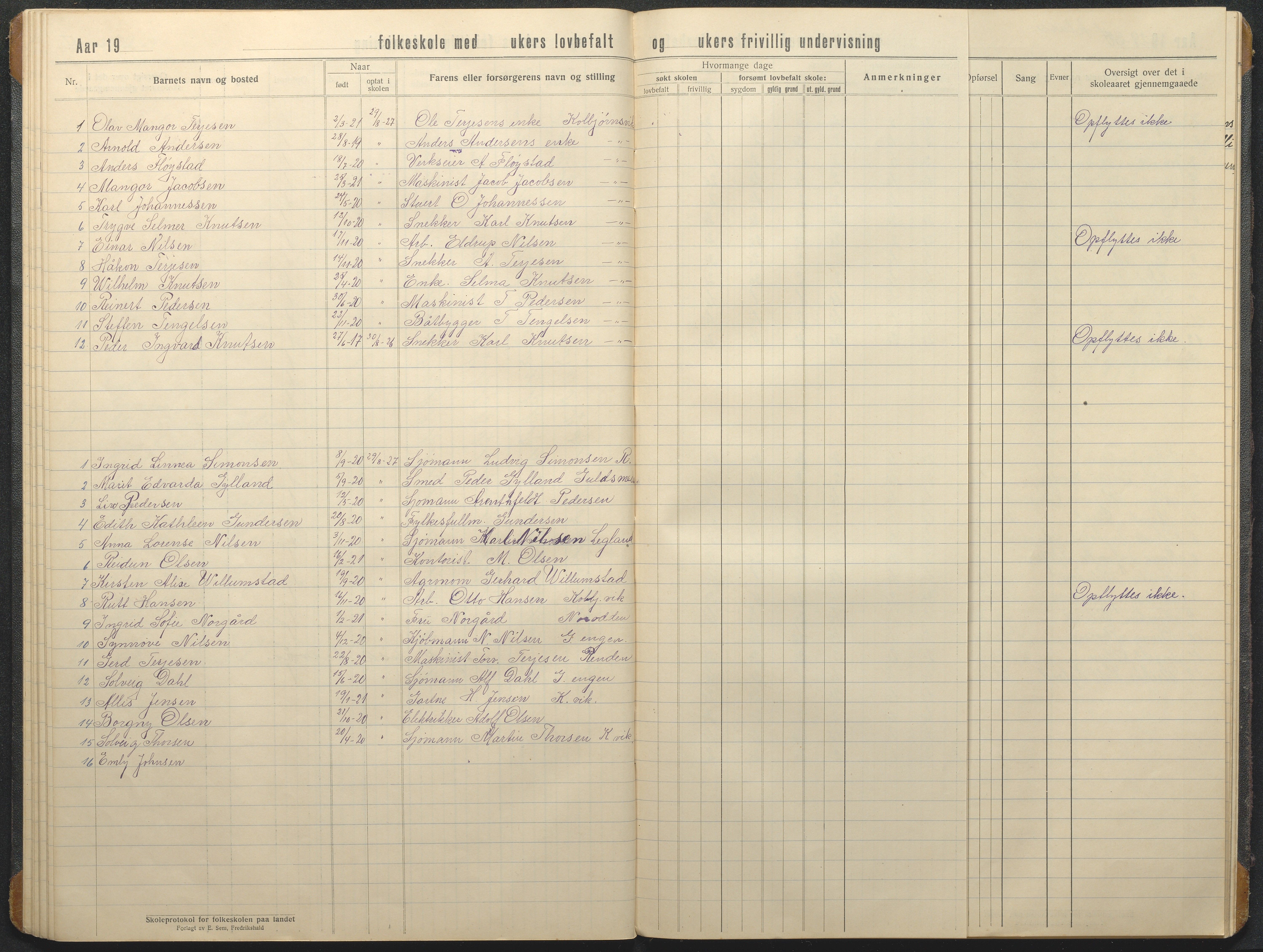 Hisøy kommune frem til 1991, AAKS/KA0922-PK/32/L0020: Skoleprotokoll, 1920-1931