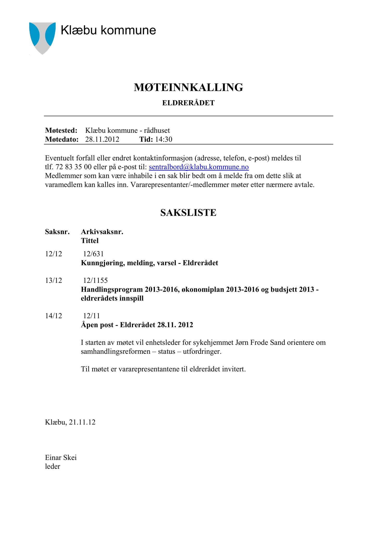 Klæbu Kommune, TRKO/KK/07-ER/L002: Eldrerådet - Møtedokumenter, 2012, p. 91