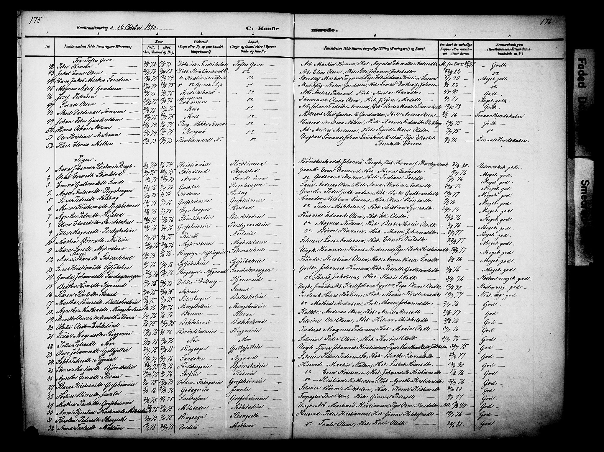 Nes prestekontor, Hedmark, SAH/PREST-020/L/La/L0006: Parish register (copy) no. 6, 1890-1932, p. 175-176