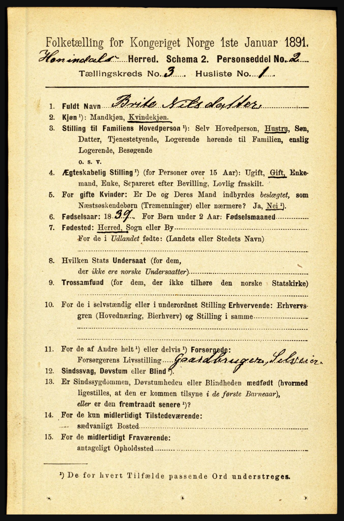 RA, 1891 census for 1444 Hornindal, 1891, p. 551