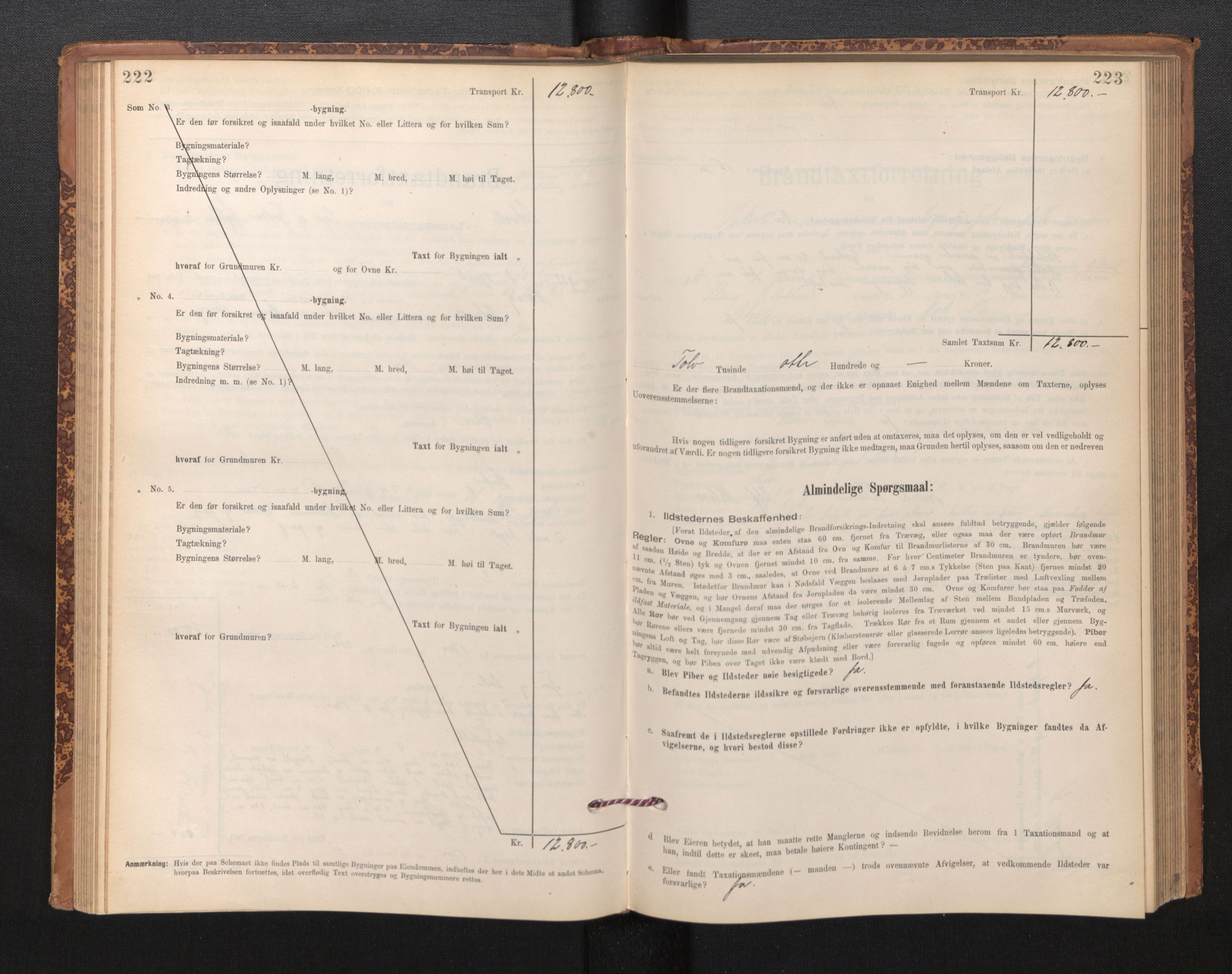 Lensmannen i Askvoll, AV/SAB-A-26301/0012/L0004: Branntakstprotokoll, skjematakst og liste over branntakstmenn, 1895-1932, p. 222-223