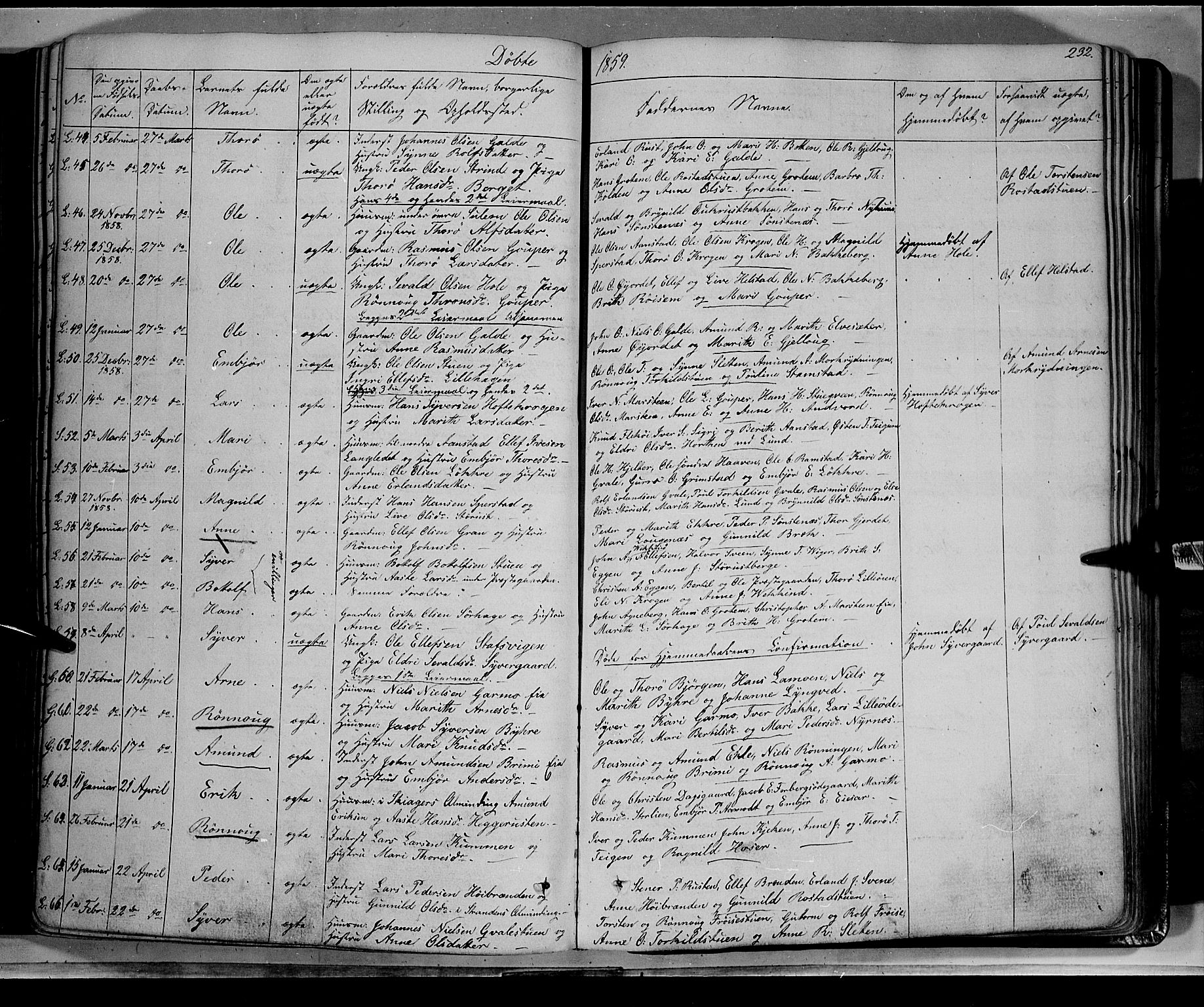 Lom prestekontor, AV/SAH-PREST-070/K/L0006: Parish register (official) no. 6A, 1837-1863, p. 232