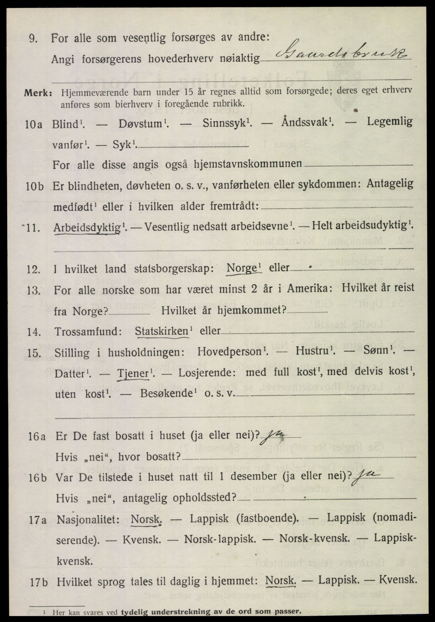 SAT, 1920 census for Snåsa, 1920, p. 5947