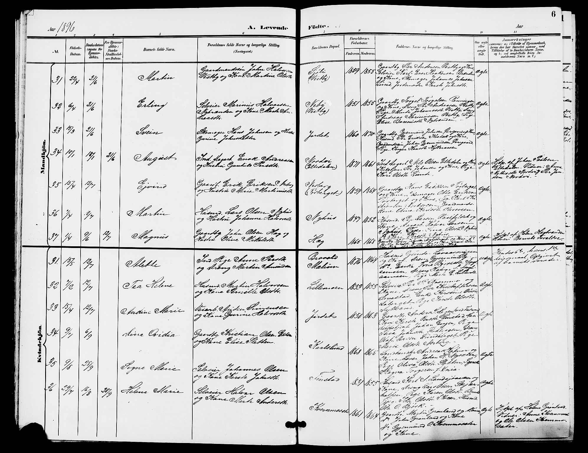 Trysil prestekontor, AV/SAH-PREST-046/H/Ha/Hab/L0006: Parish register (copy) no. 6, 1896-1912, p. 6