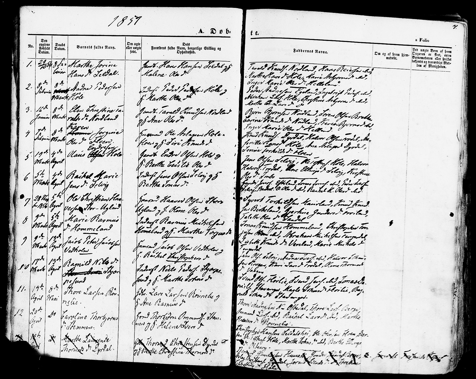 Høgsfjord sokneprestkontor, SAST/A-101624/H/Ha/Haa/L0002: Parish register (official) no. A 2, 1855-1885, p. 7