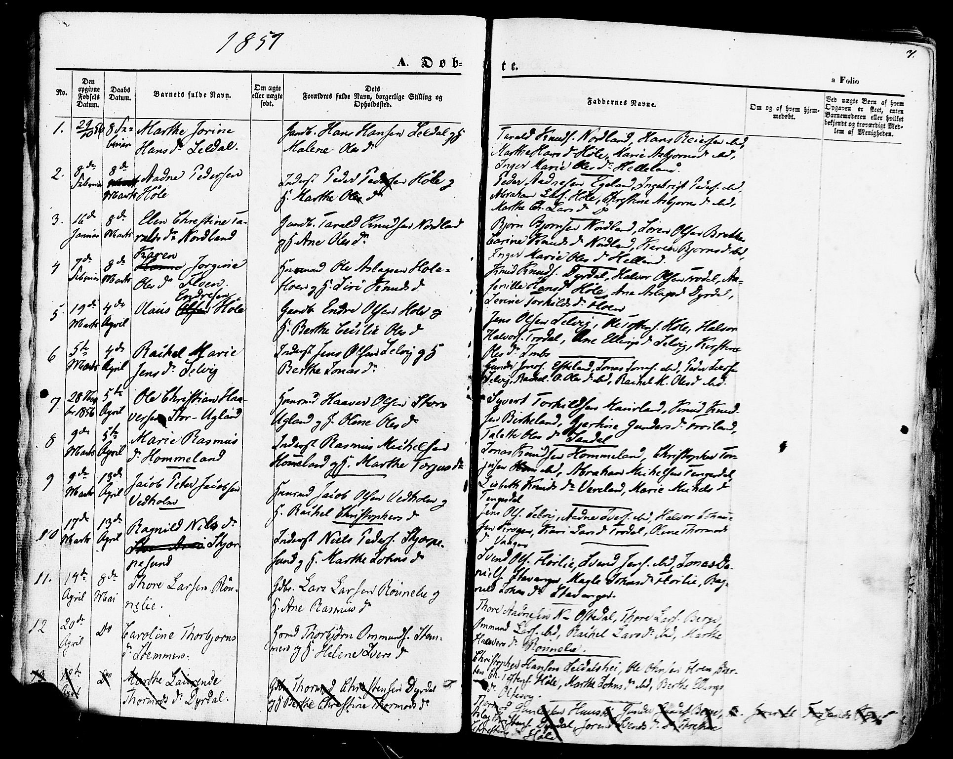 Høgsfjord sokneprestkontor, AV/SAST-A-101624/H/Ha/Haa/L0002: Parish register (official) no. A 2, 1855-1885, p. 7