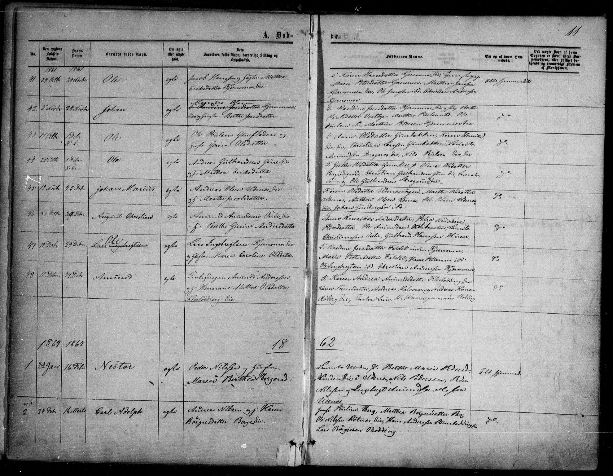 Nes prestekontor Kirkebøker, SAO/A-10410/F/Fc/L0001: Parish register (official) no. III 1, 1859-1882, p. 11