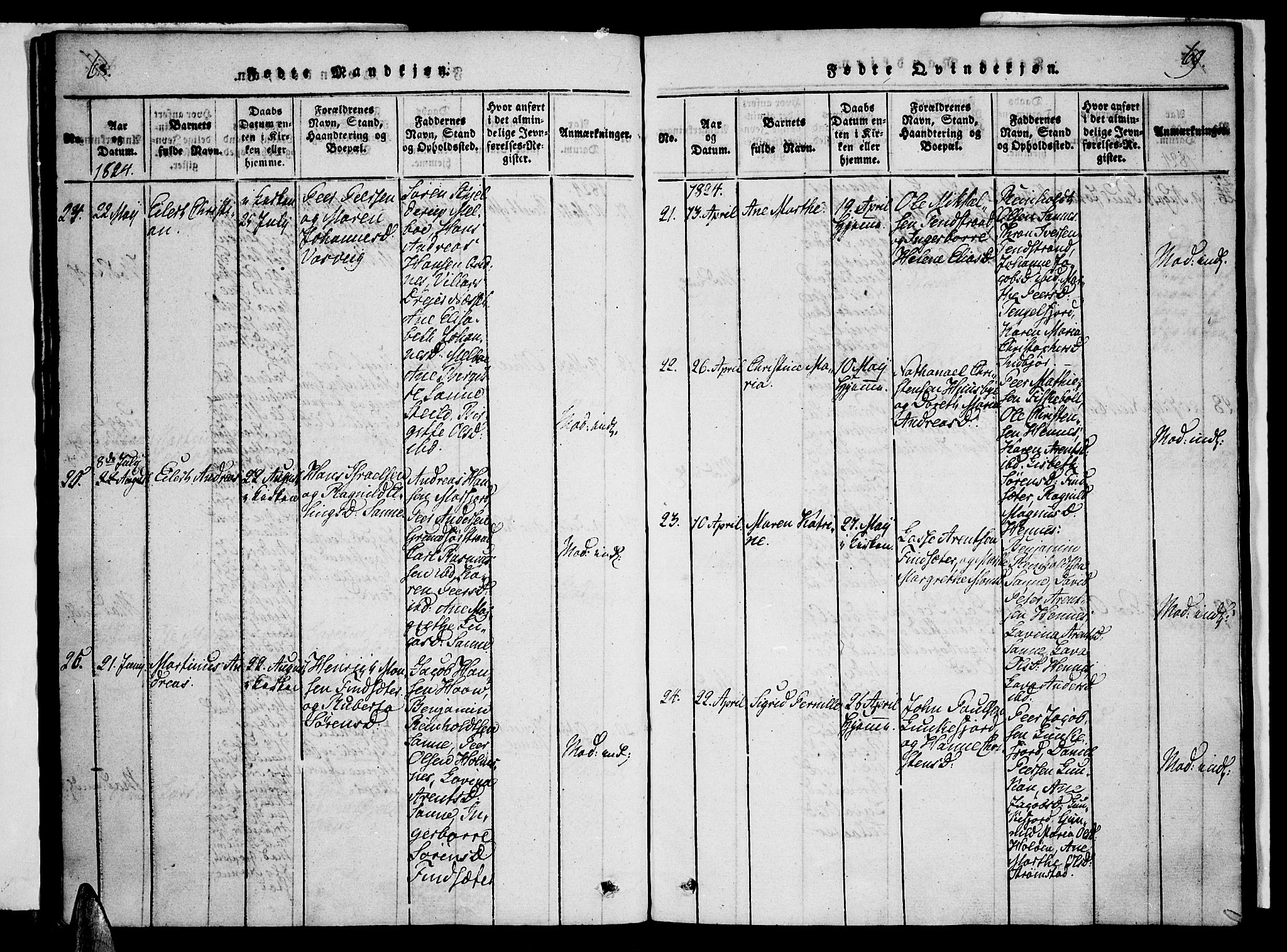 Ministerialprotokoller, klokkerbøker og fødselsregistre - Nordland, SAT/A-1459/888/L1237: Parish register (official) no. 888A05 /1, 1820-1836, p. 68-69