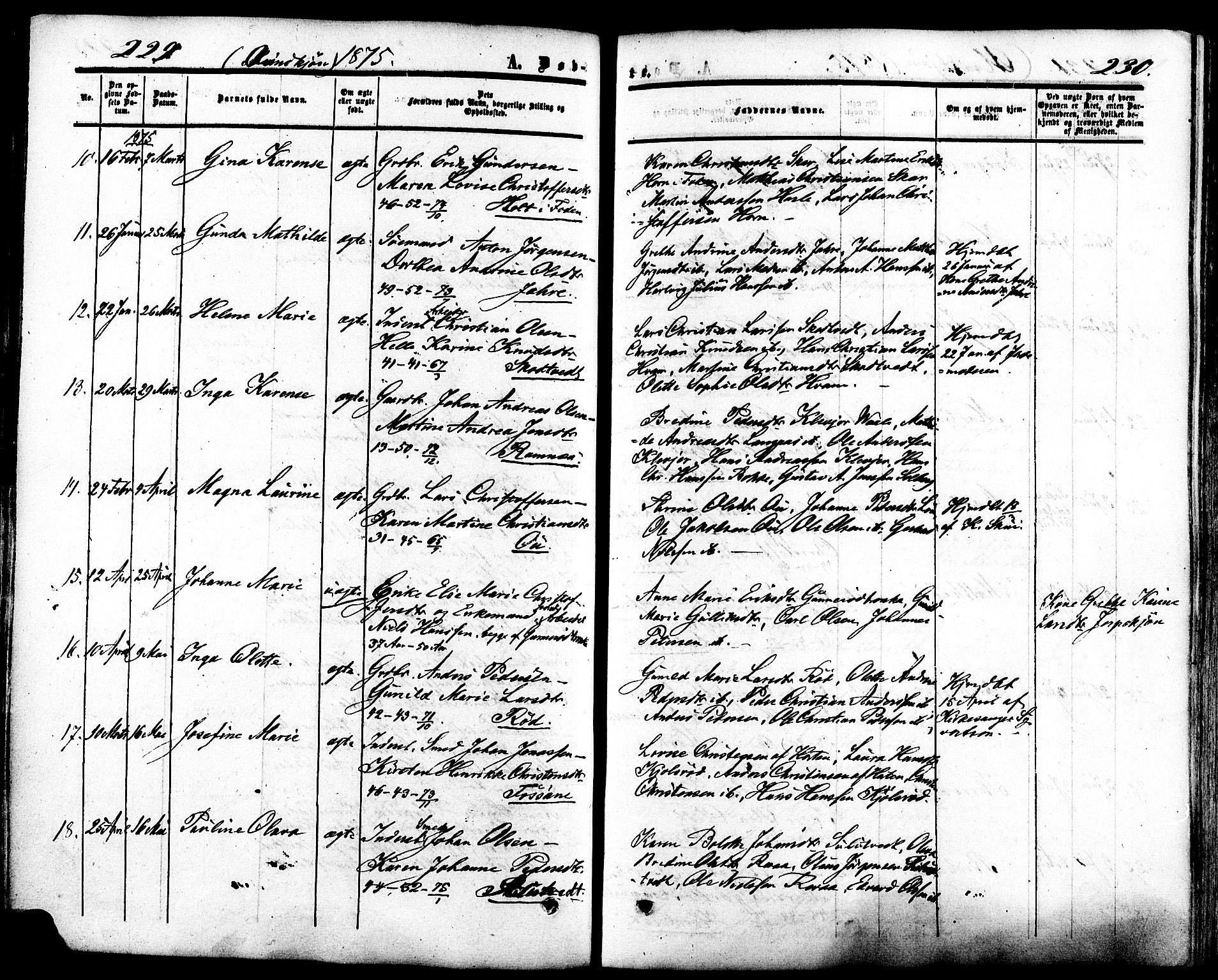 Ramnes kirkebøker, AV/SAKO-A-314/F/Fa/L0006: Parish register (official) no. I 6, 1862-1877, p. 229-230