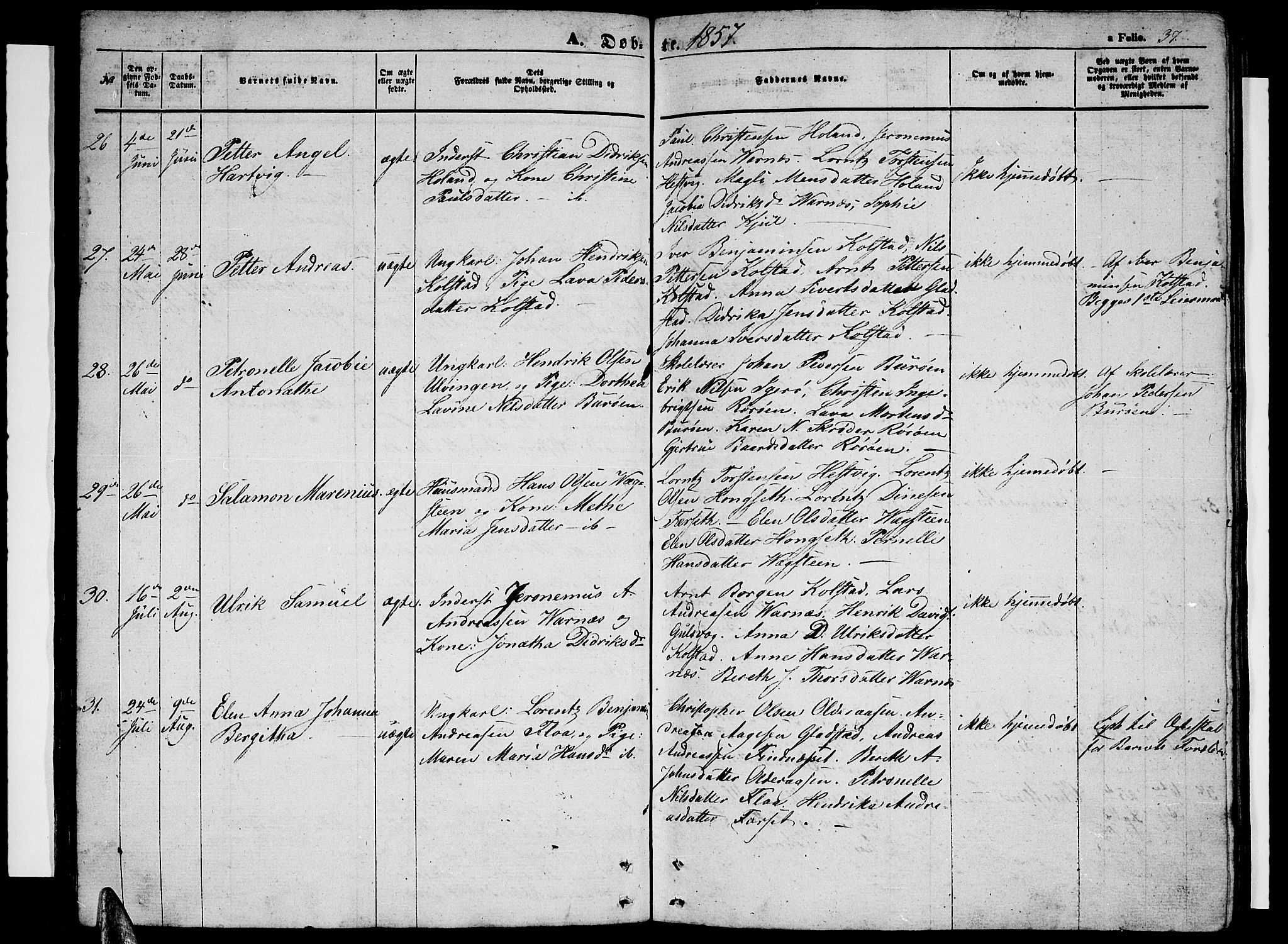 Ministerialprotokoller, klokkerbøker og fødselsregistre - Nordland, AV/SAT-A-1459/816/L0251: Parish register (copy) no. 816C01, 1852-1870, p. 37