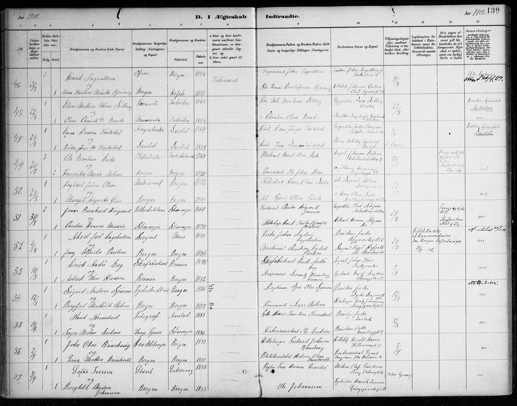 Johanneskirken sokneprestembete, AV/SAB-A-76001/H/Haa/L0012: Parish register (official) no. D 1, 1885-1912, p. 139