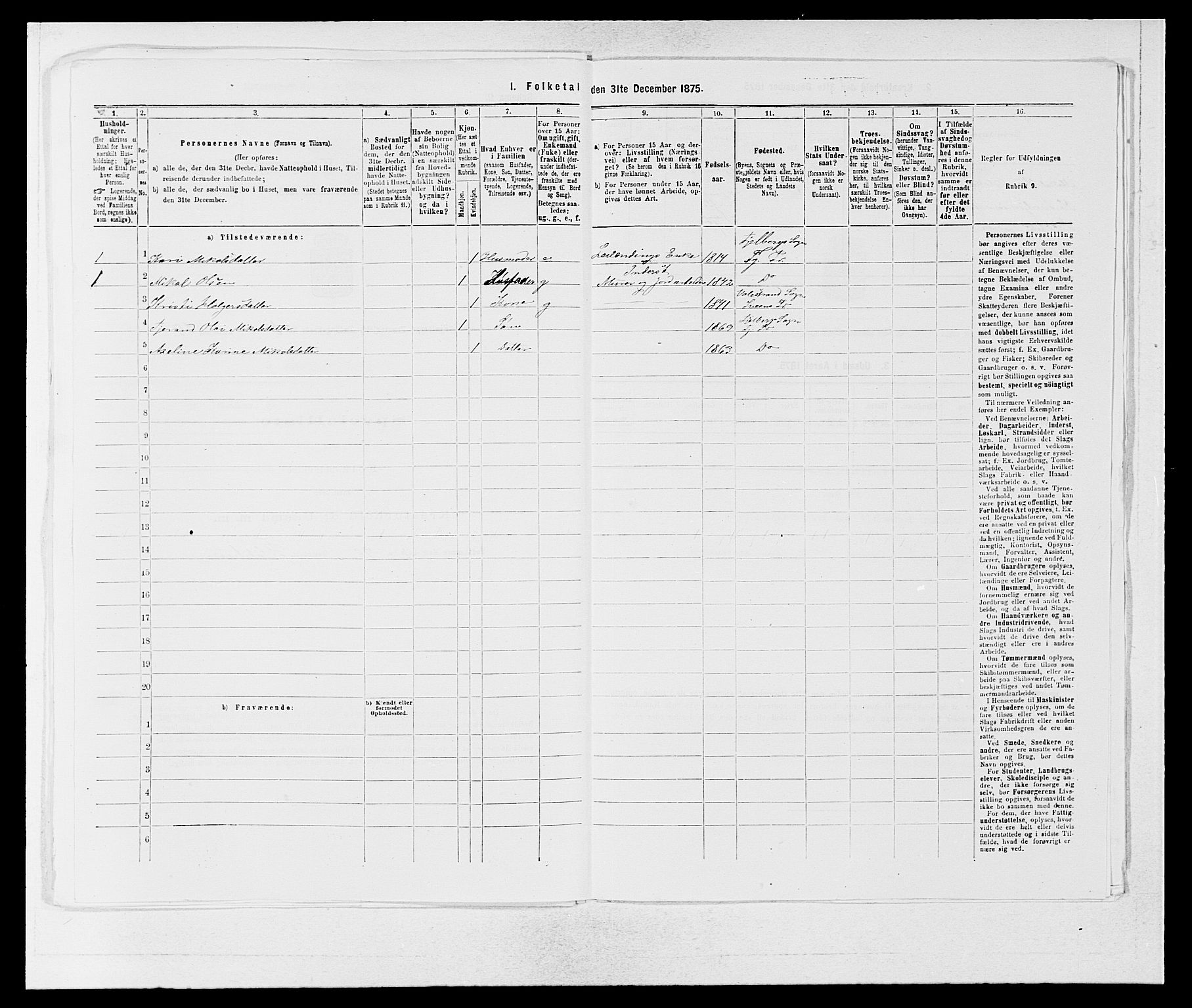 SAB, 1875 census for 1213P Fjelberg, 1875, p. 714
