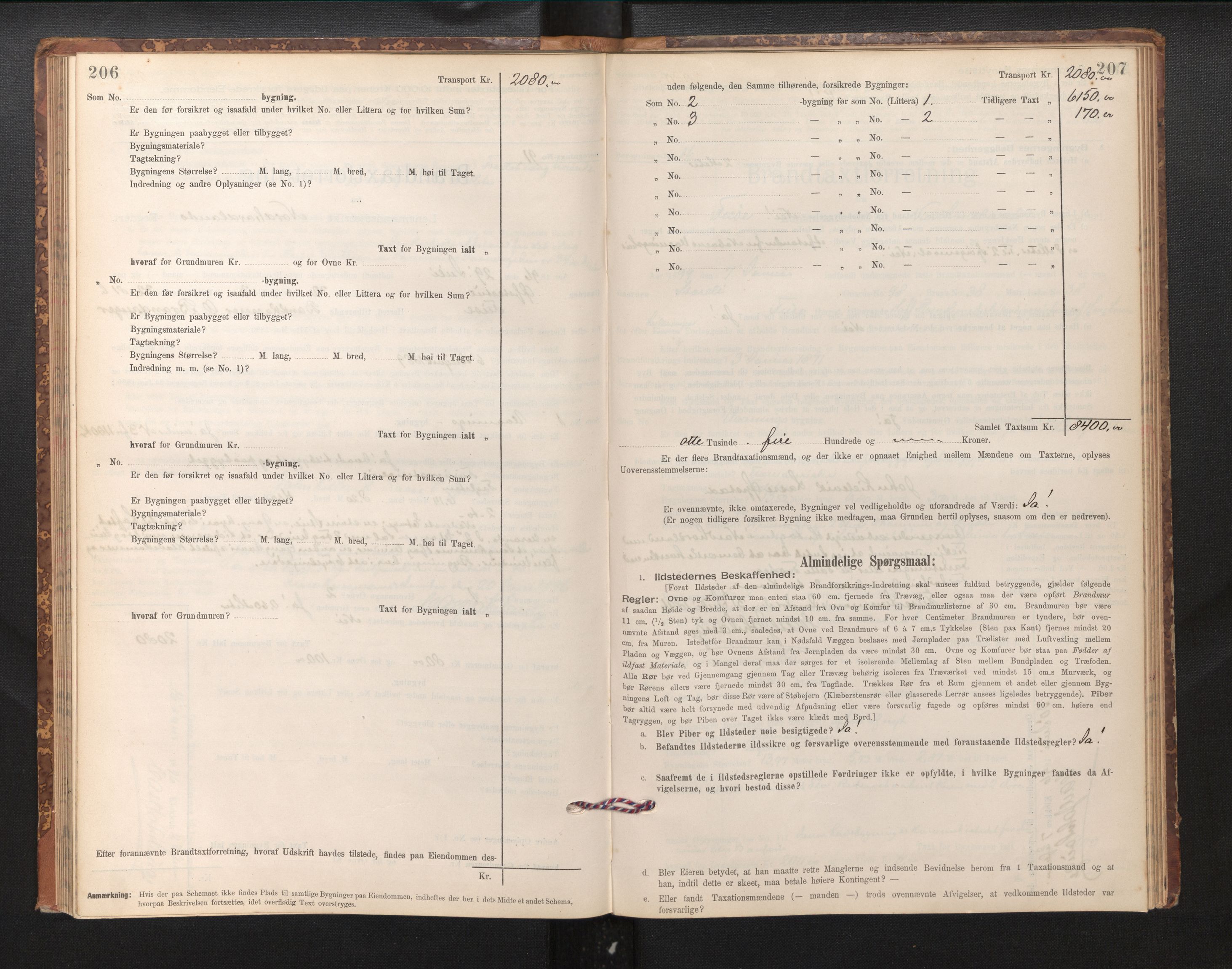 Lensmannen i Fusa, AV/SAB-A-32401/1/0012/L0003: Branntakstprotokoll, skjematakst, 1895-1950, p. 206-207