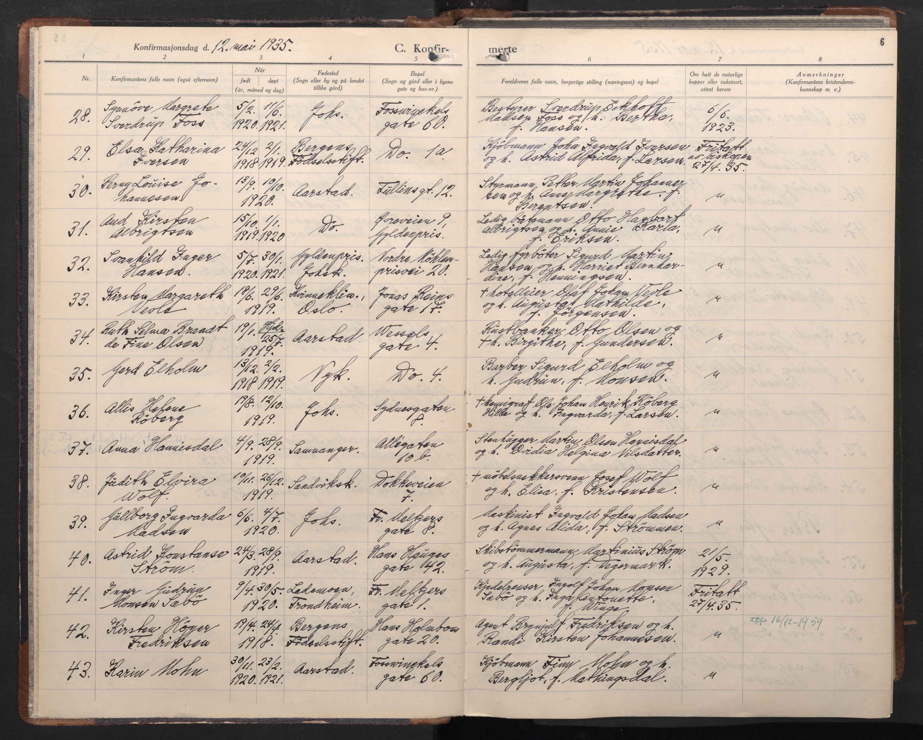 Johanneskirken sokneprestembete, AV/SAB-A-76001/H/Haa/L0011: Parish register (official) no. C 4, 1935-1966, p. 5b-6a