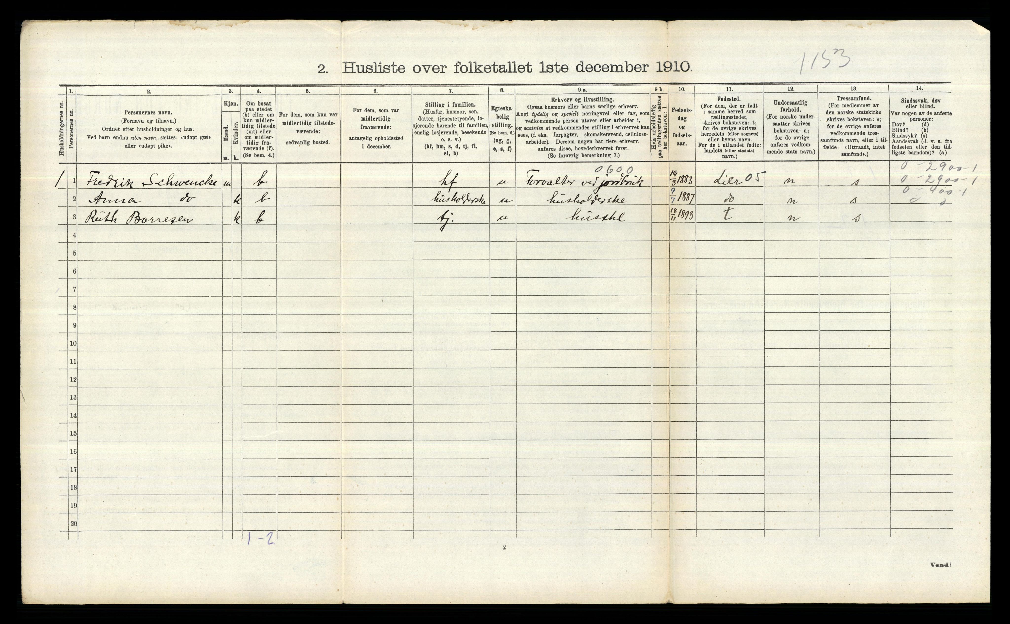 RA, 1910 census for Bærum, 1910, p. 2904