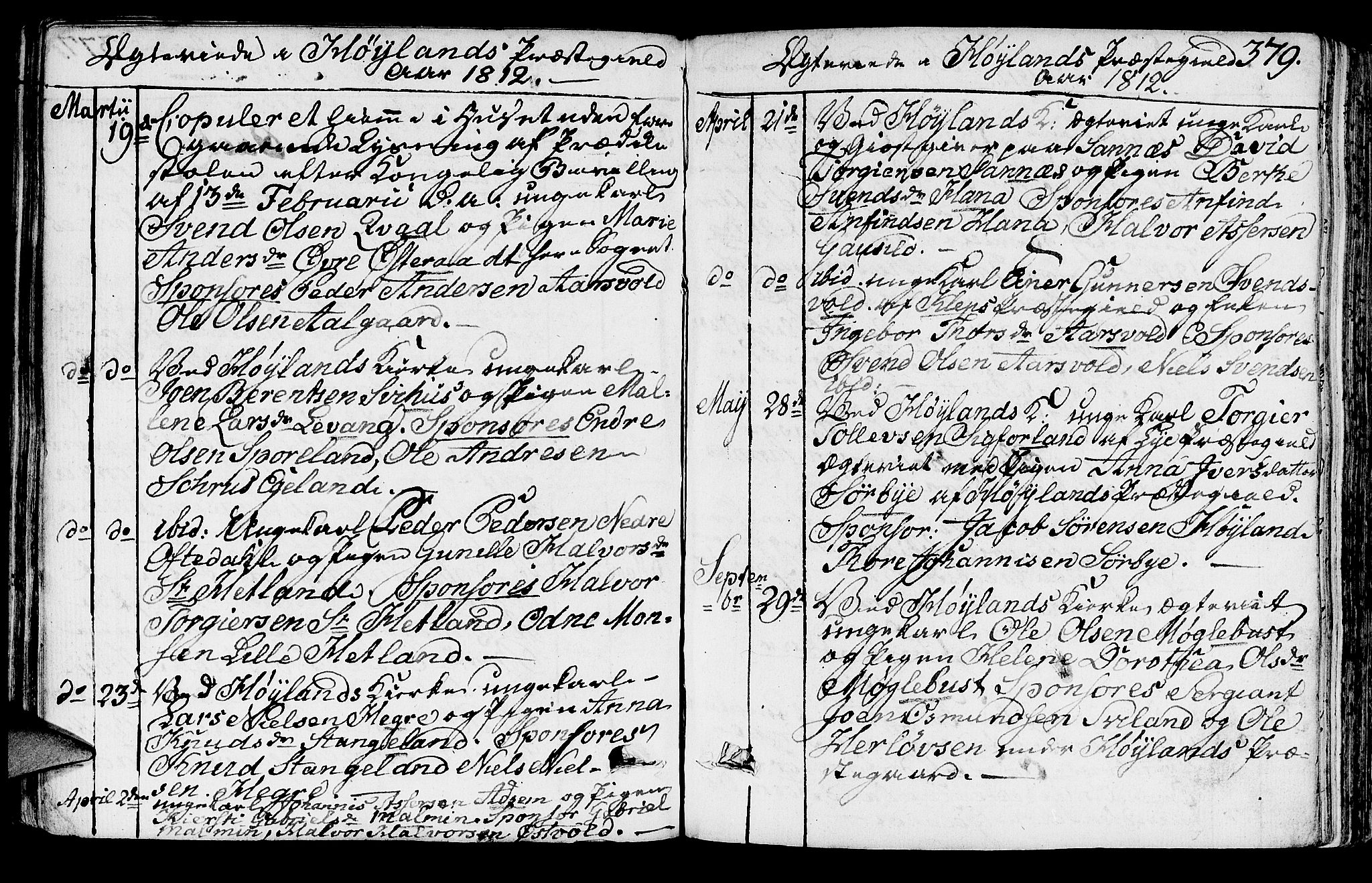 Høyland sokneprestkontor, SAST/A-101799/001/30BA/L0005: Parish register (official) no. A 5, 1804-1815, p. 379