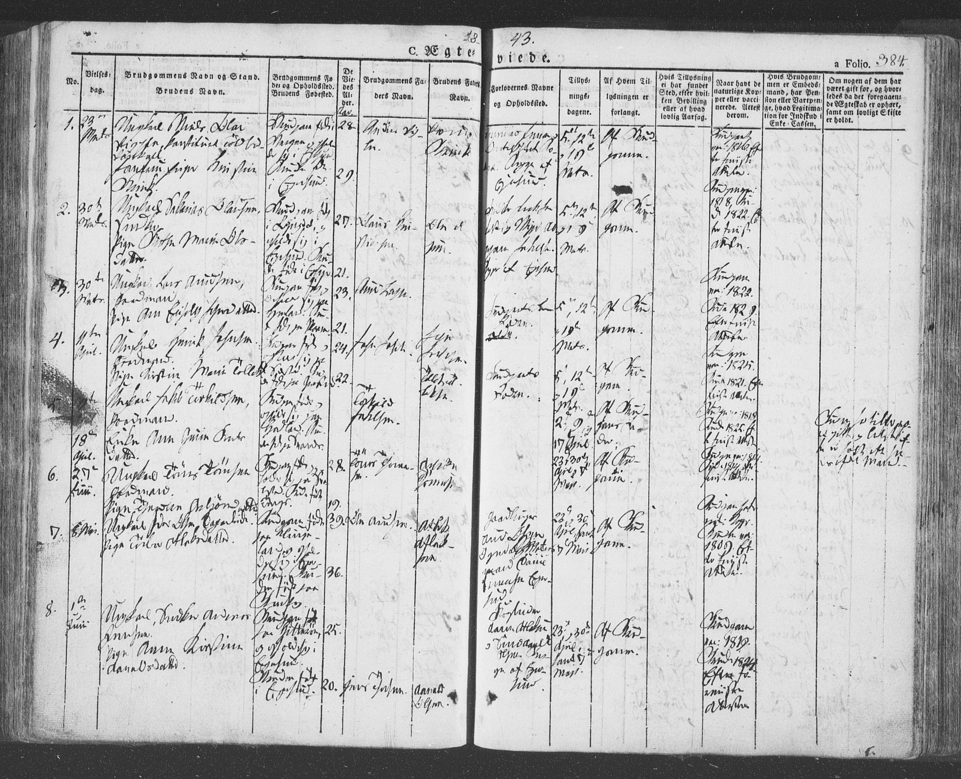Eigersund sokneprestkontor, SAST/A-101807/S08/L0009: Parish register (official) no. A 9, 1827-1850, p. 384