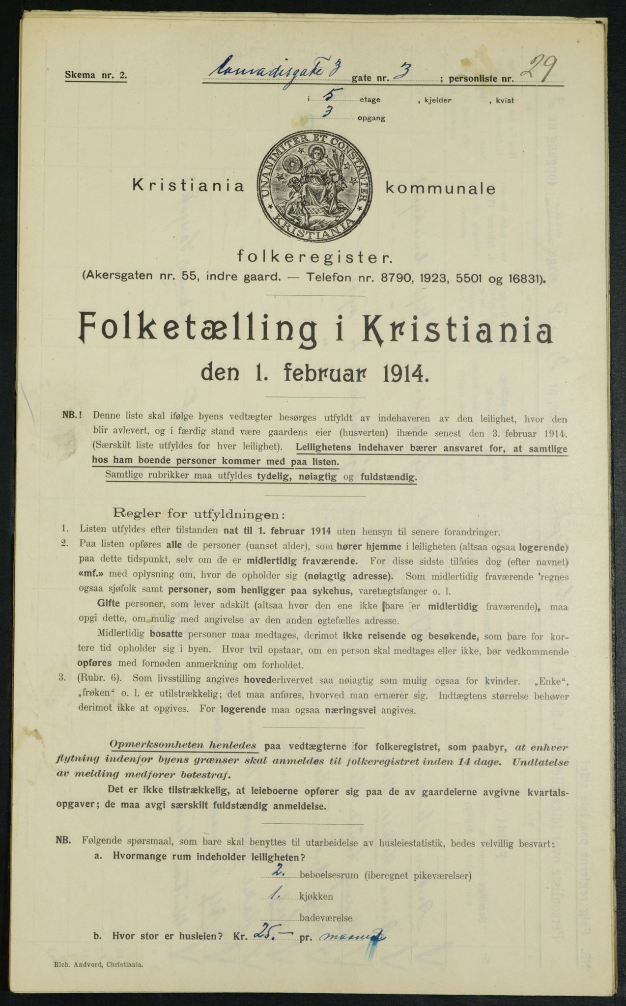 OBA, Municipal Census 1914 for Kristiania, 1914, p. 13547