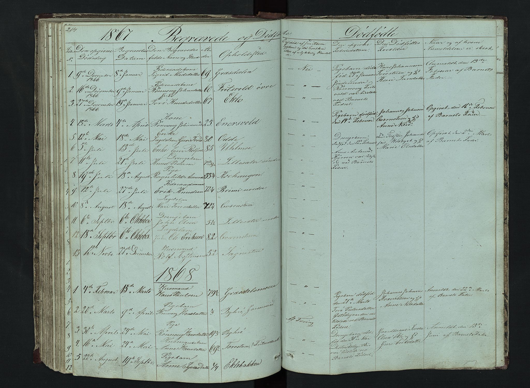 Lom prestekontor, SAH/PREST-070/L/L0014: Parish register (copy) no. 14, 1845-1876, p. 214-215