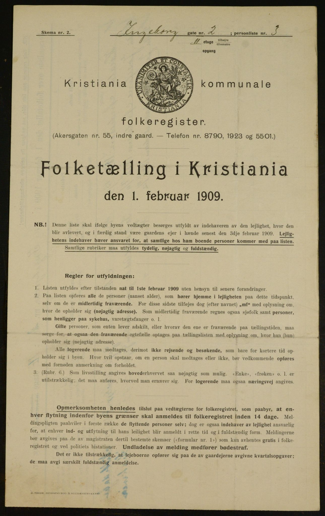 OBA, Municipal Census 1909 for Kristiania, 1909, p. 39953