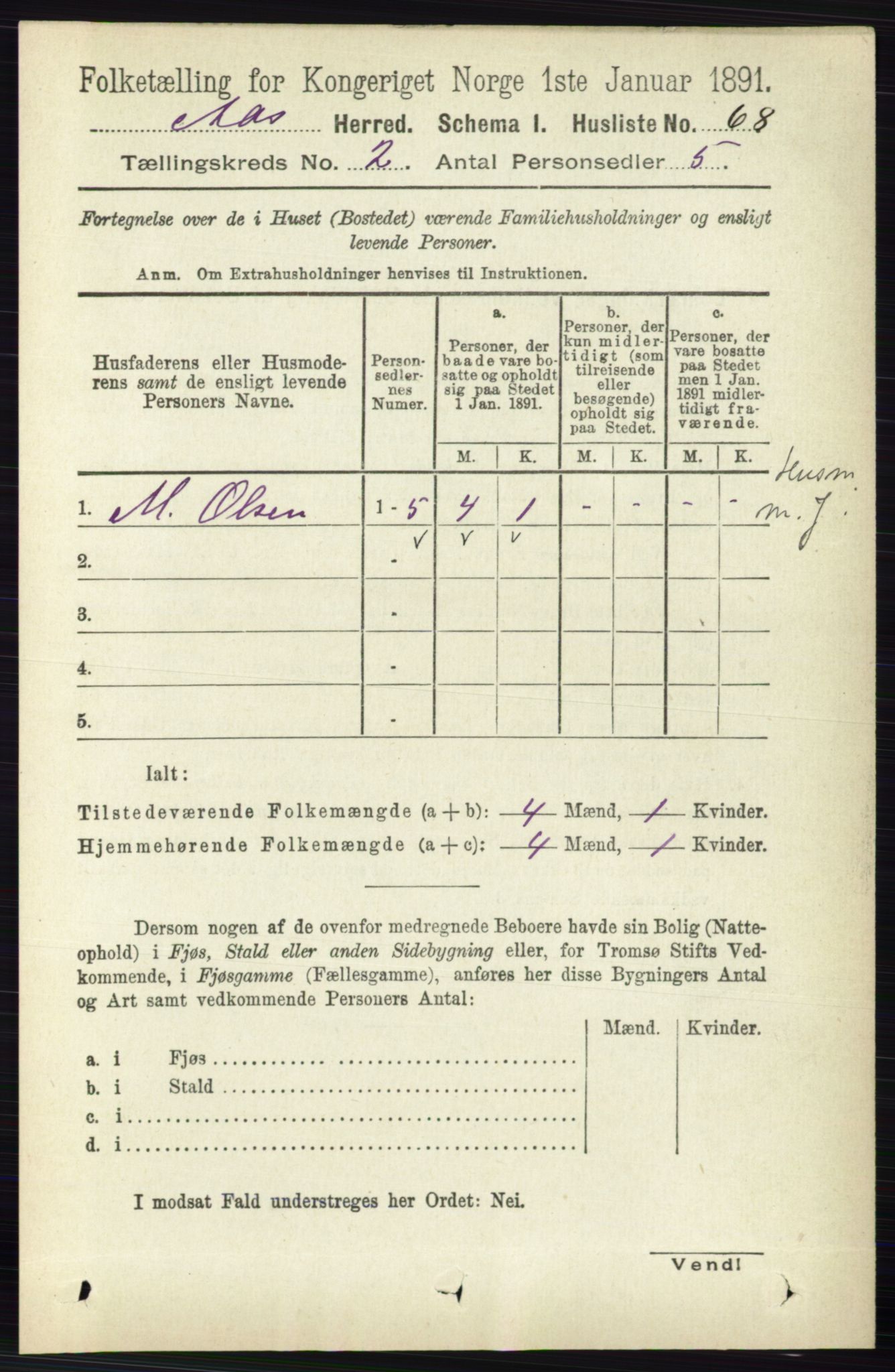 RA, 1891 census for 0214 Ås, 1891, p. 1570