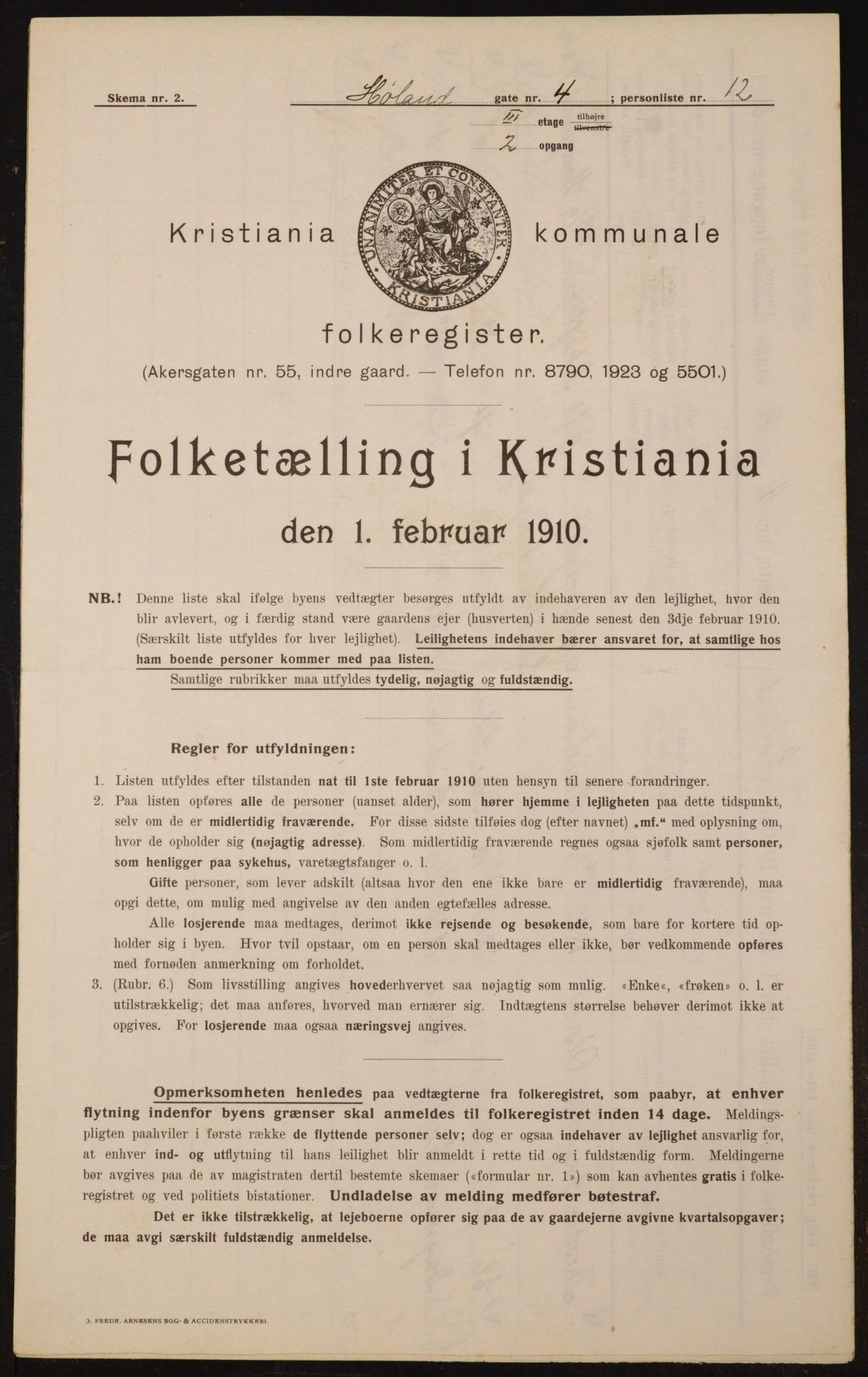 OBA, Municipal Census 1910 for Kristiania, 1910, p. 41478