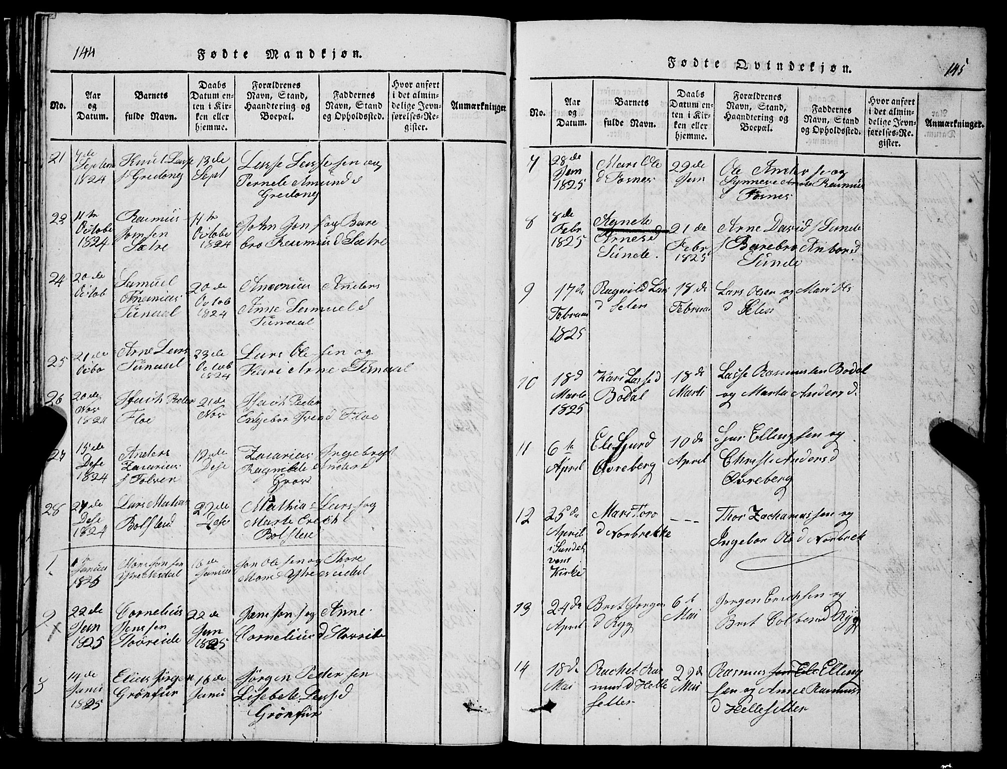 Stryn Sokneprestembete, SAB/A-82501: Parish register (copy) no. C 1, 1801-1845, p. 144-145