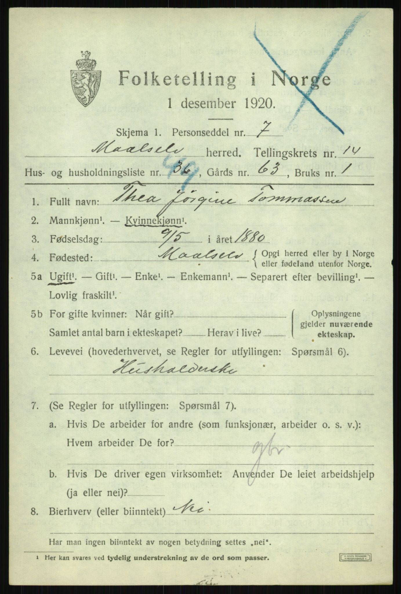 SATØ, 1920 census for Målselv, 1920, p. 7579