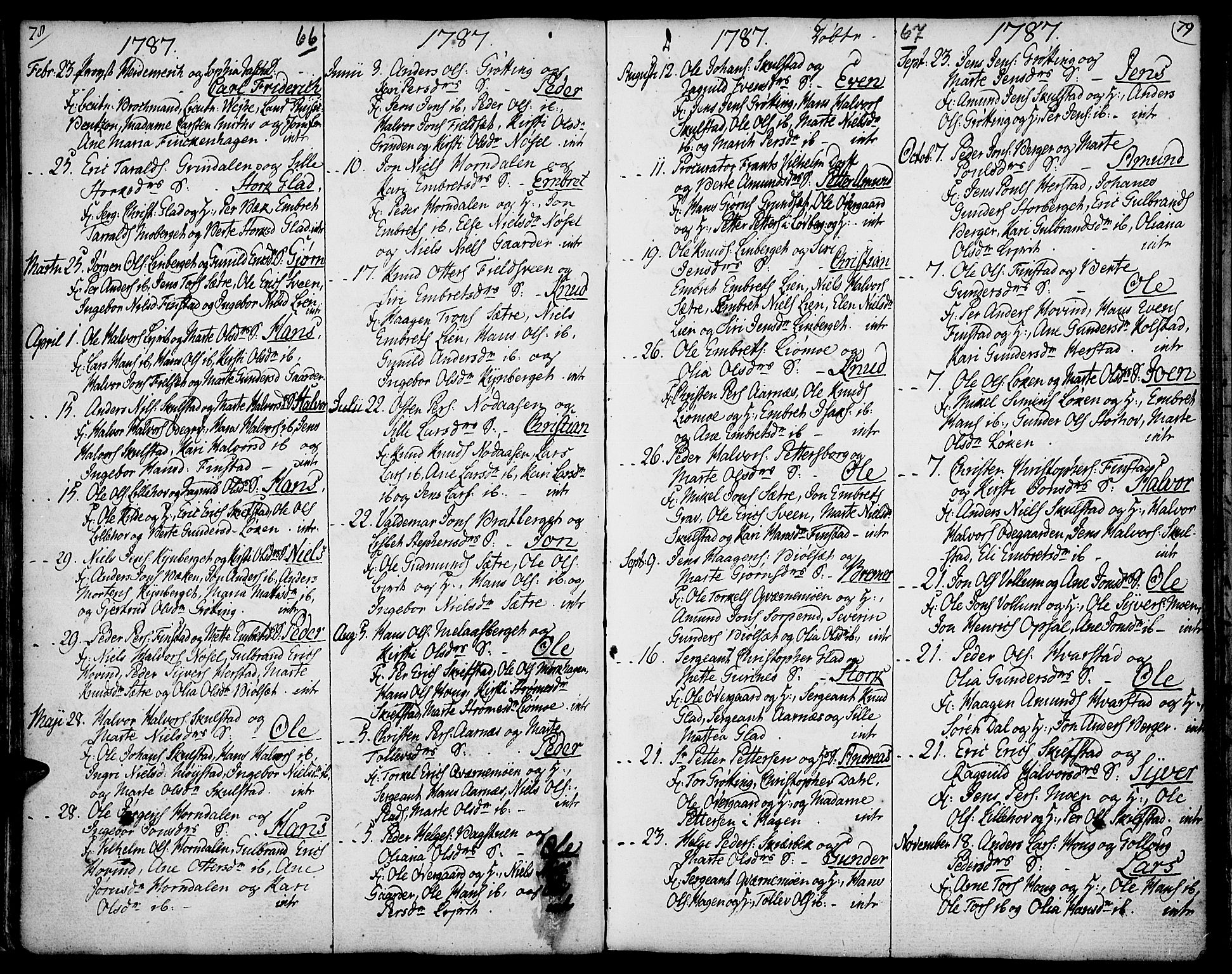 Elverum prestekontor, SAH/PREST-044/H/Ha/Haa/L0005: Parish register (official) no. 5, 1777-1793, p. 66-67