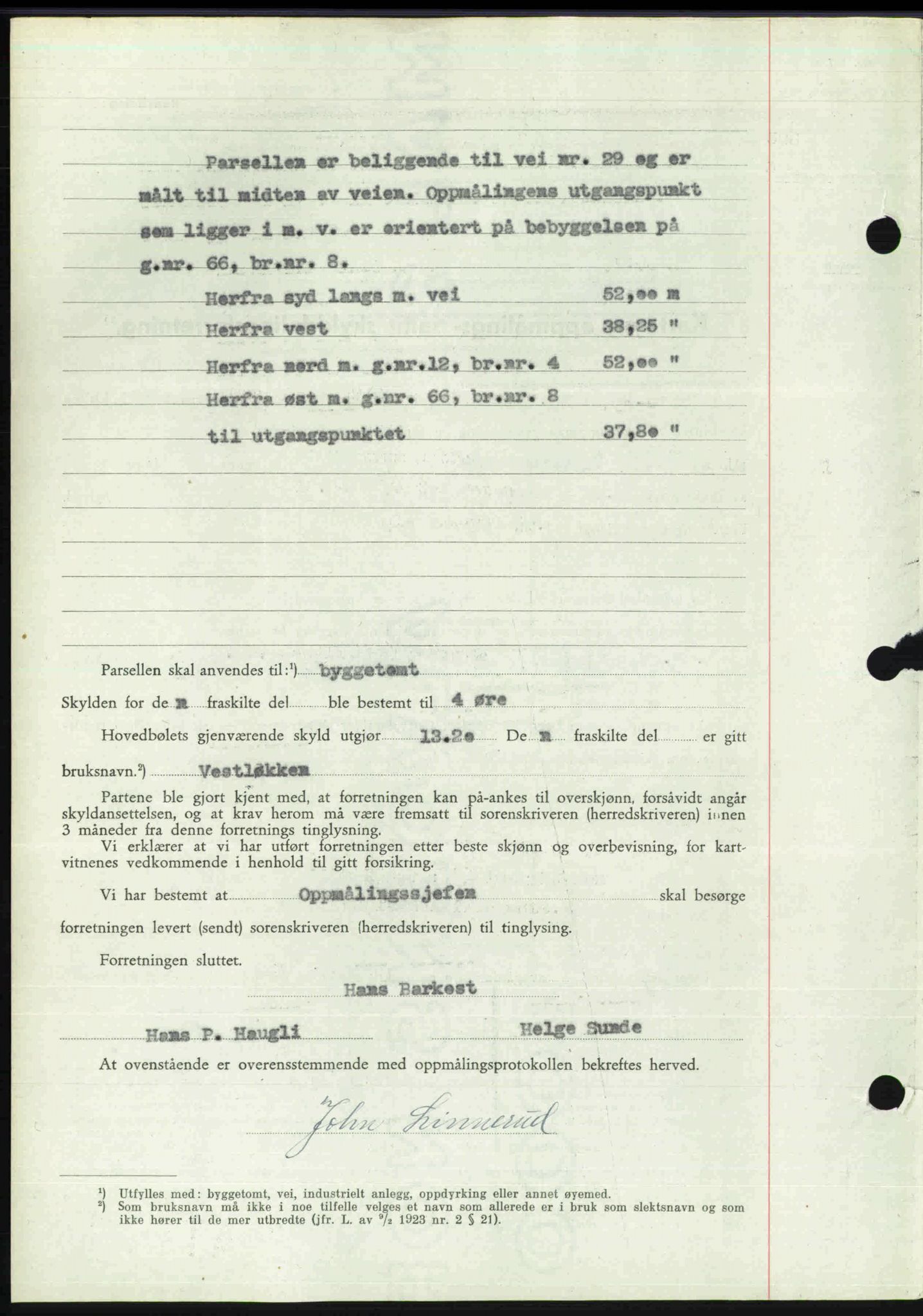 Toten tingrett, SAH/TING-006/H/Hb/Hbc/L0013: Mortgage book no. Hbc-13, 1945-1945, Diary no: : 1235/1945