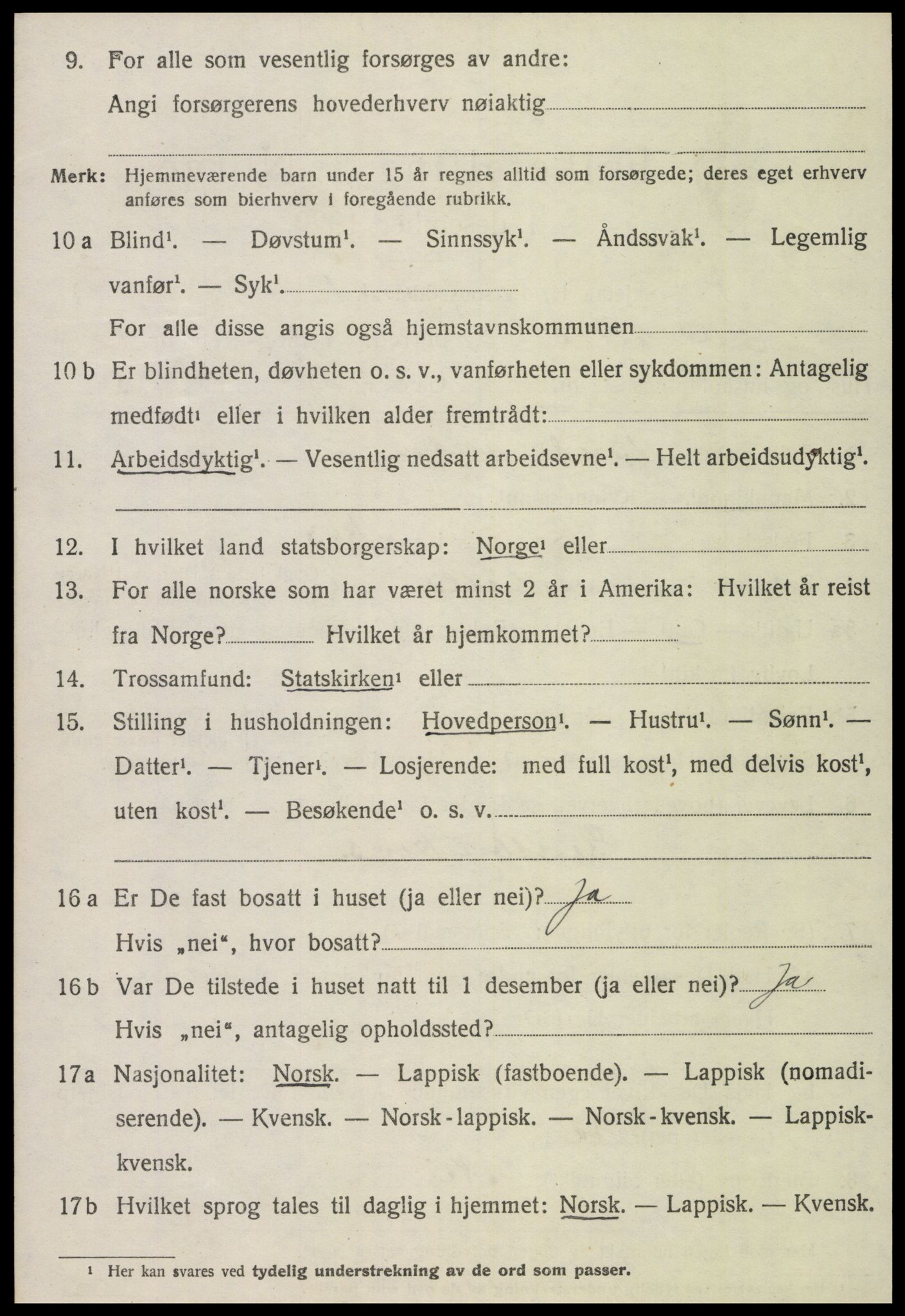 SAT, 1920 census for Overhalla, 1920, p. 4291