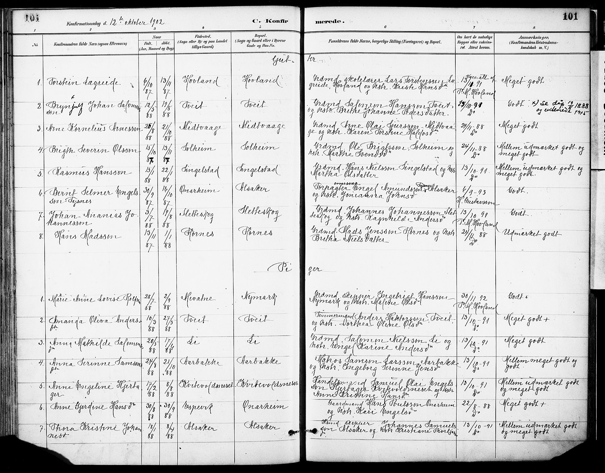 Tysnes sokneprestembete, SAB/A-78601/H/Haa: Parish register (official) no. C 1, 1887-1912, p. 101