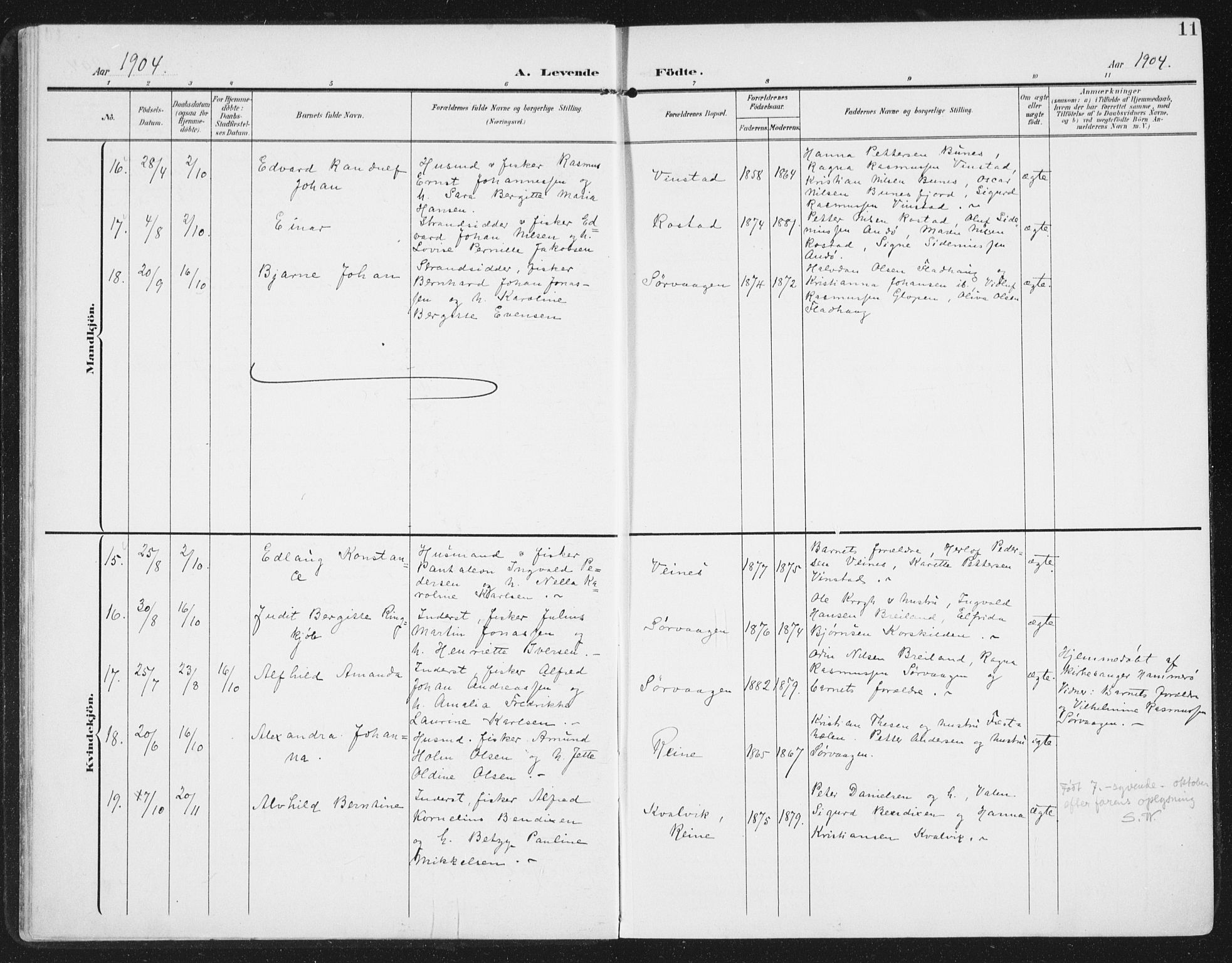 Ministerialprotokoller, klokkerbøker og fødselsregistre - Nordland, SAT/A-1459/886/L1221: Parish register (official) no. 886A03, 1903-1913, p. 11