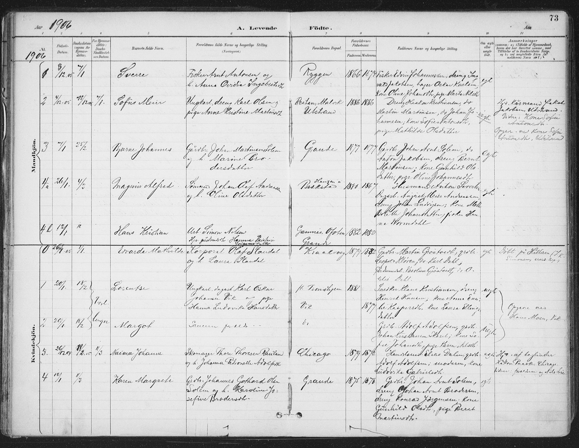Ministerialprotokoller, klokkerbøker og fødselsregistre - Sør-Trøndelag, SAT/A-1456/659/L0743: Parish register (official) no. 659A13, 1893-1910, p. 73