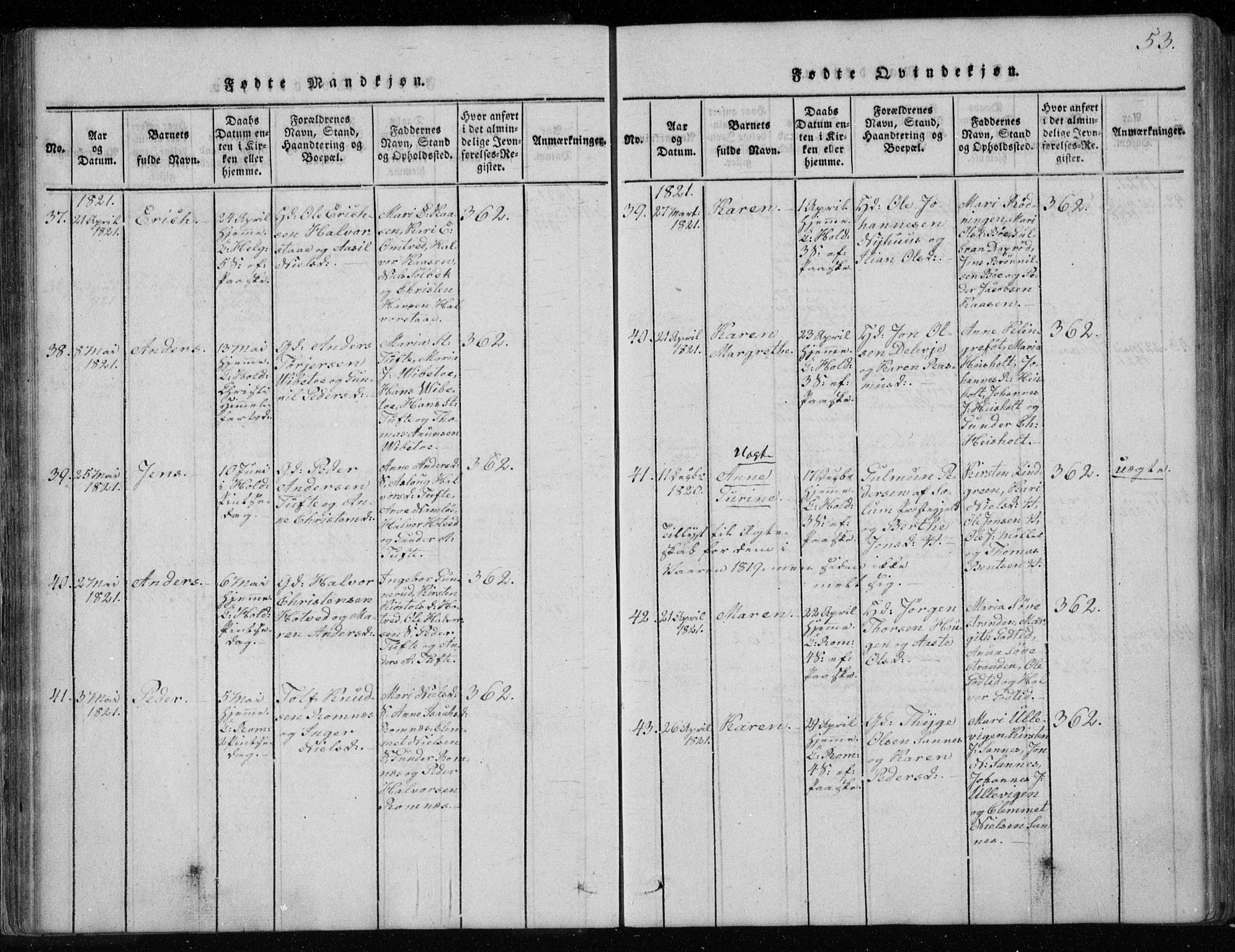 Holla kirkebøker, AV/SAKO-A-272/F/Fa/L0003: Parish register (official) no. 3, 1815-1830, p. 53