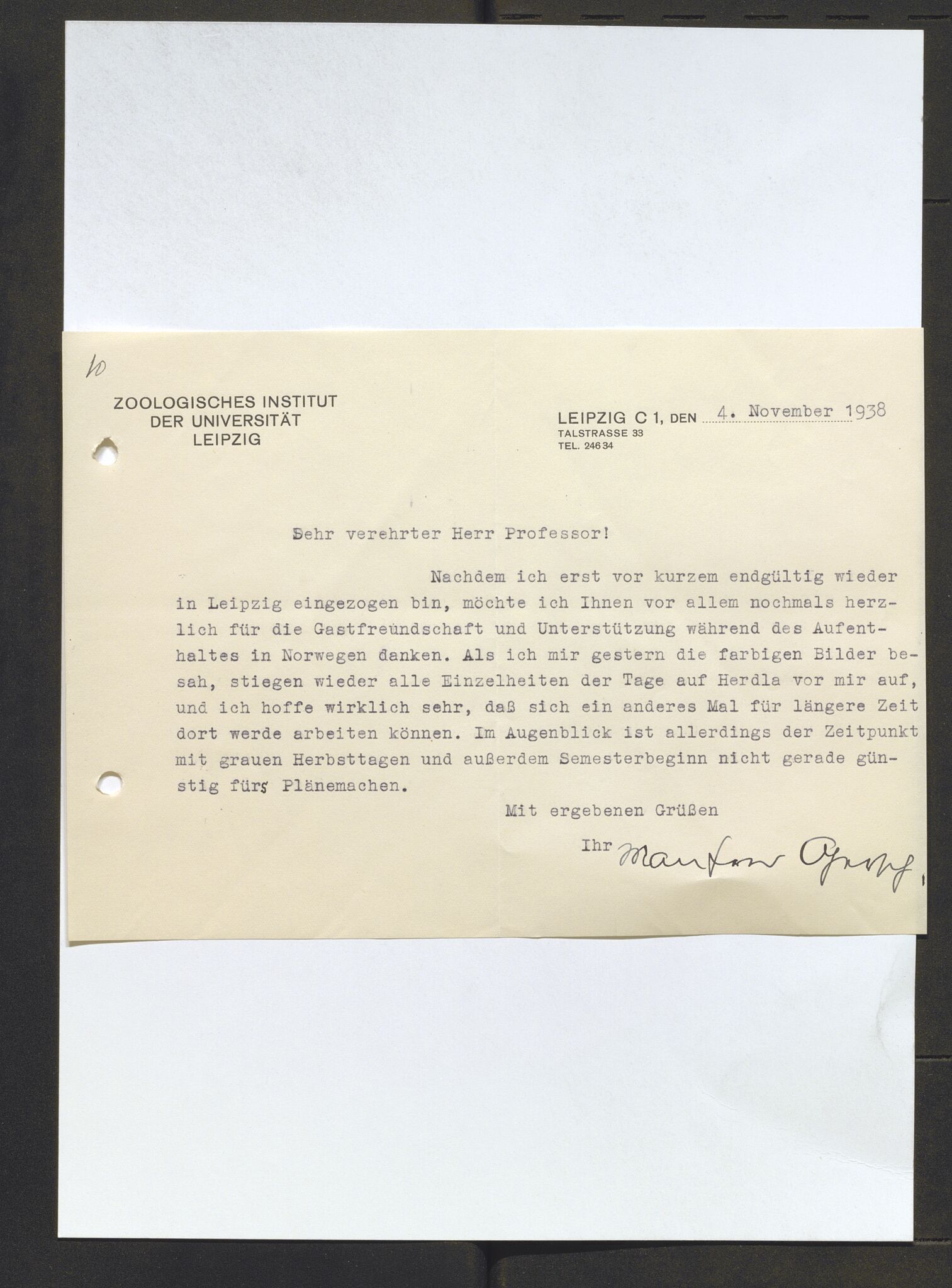 Bergens Museum, AV/SAB-A-17301/13/D/L0002: Korrespondanse , 1928-1940, p. 492