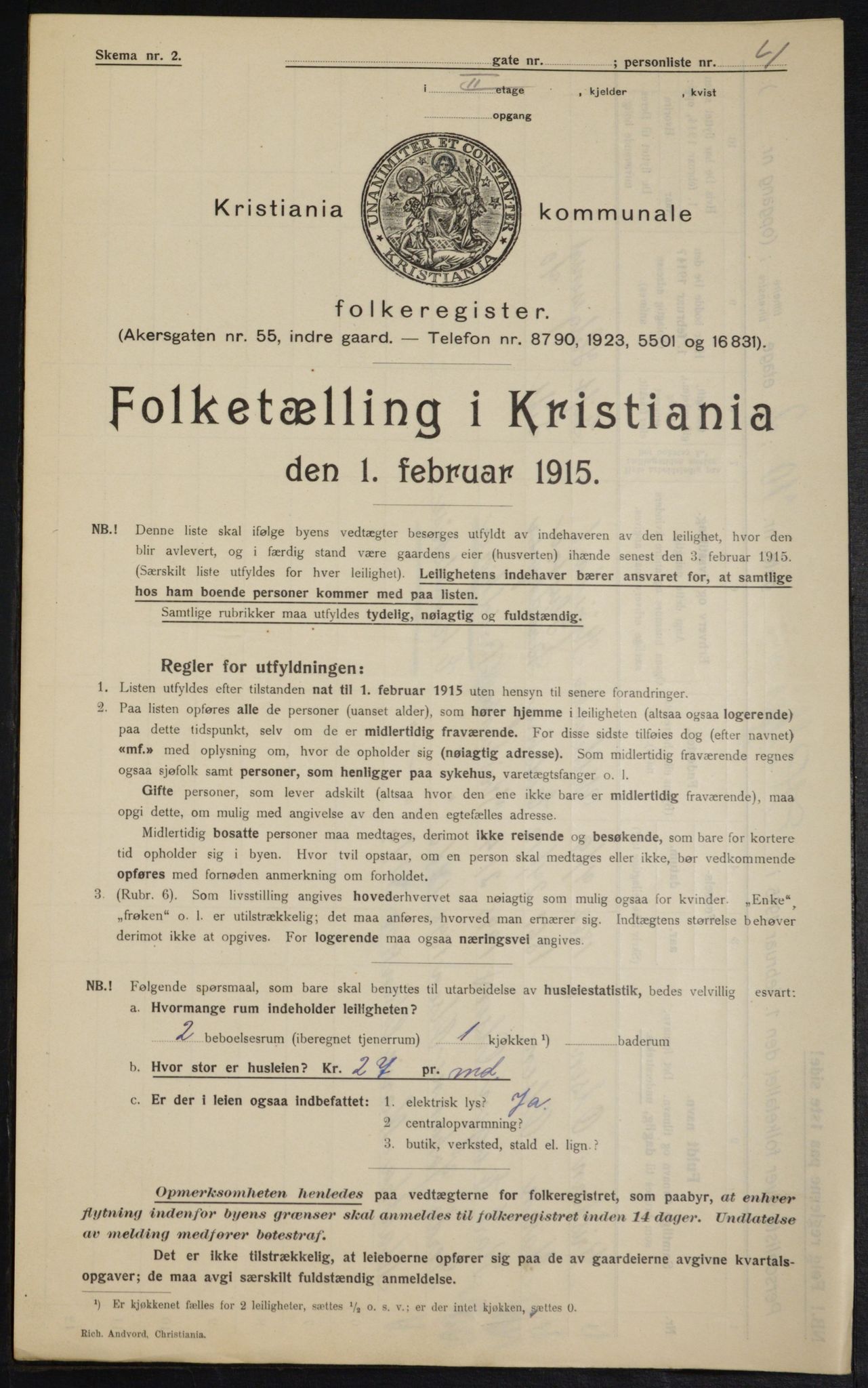 OBA, Municipal Census 1915 for Kristiania, 1915, p. 38056